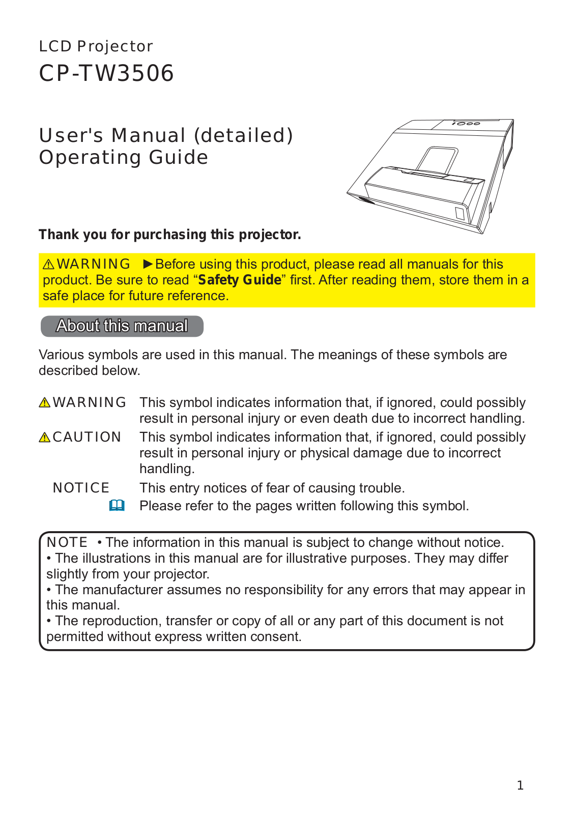 Hitachi CP-TW3506 User Manual