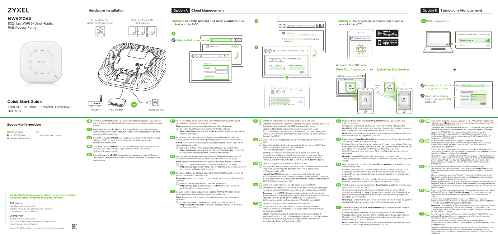 Zyxel NWA210AX Quick guide