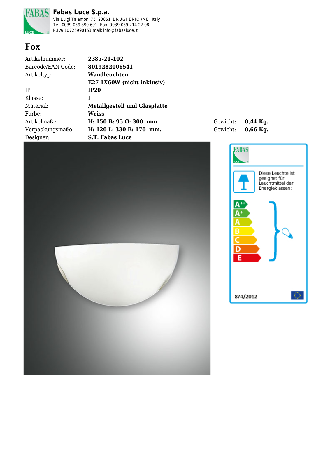 Fabas Luce 2385-21-102 User Manual