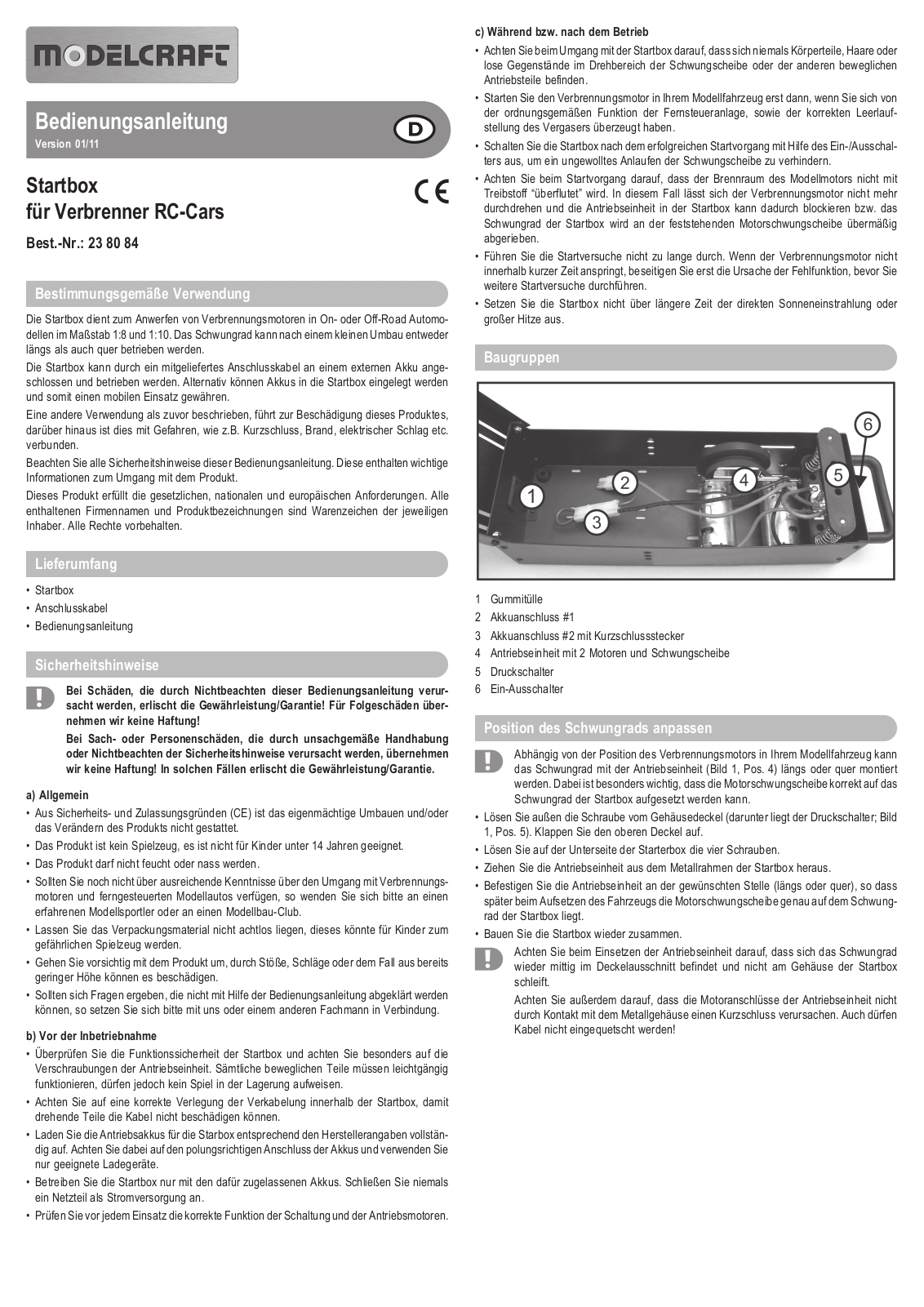 Modelcraft 23 80 84 Operating instructions