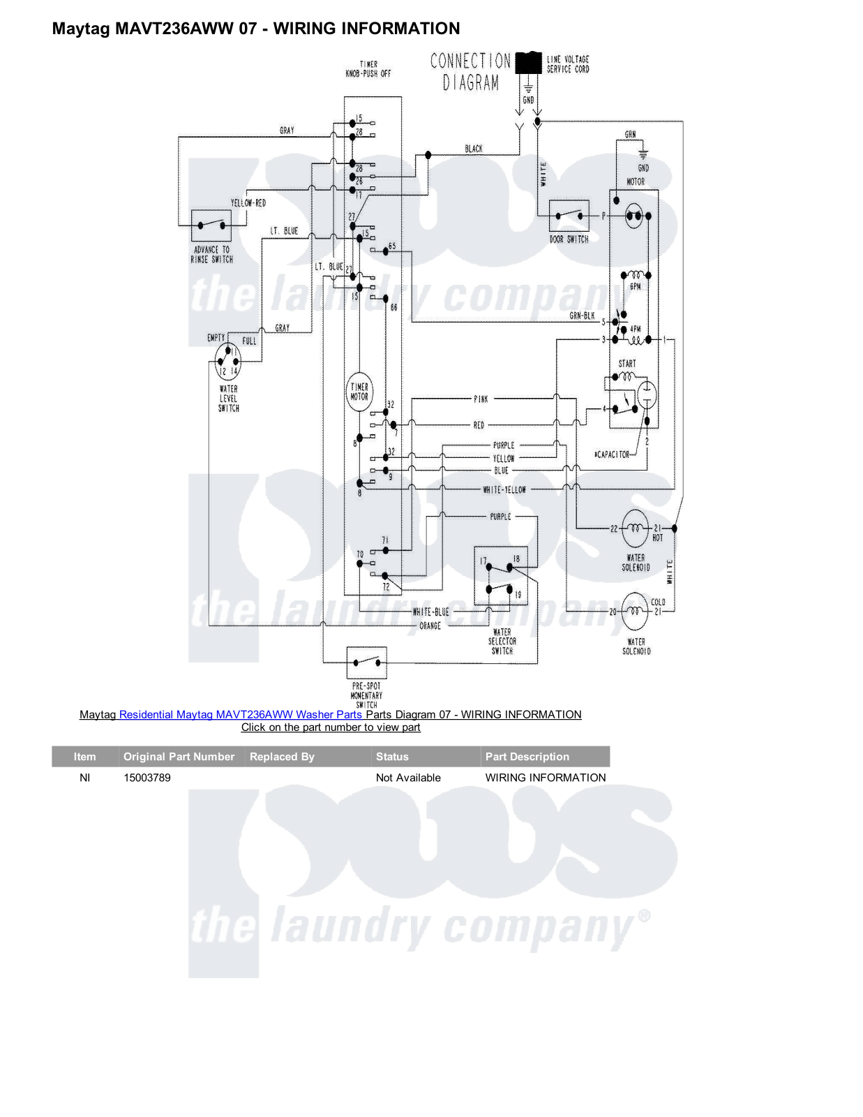 Maytag MAVT236AWW Parts Diagram