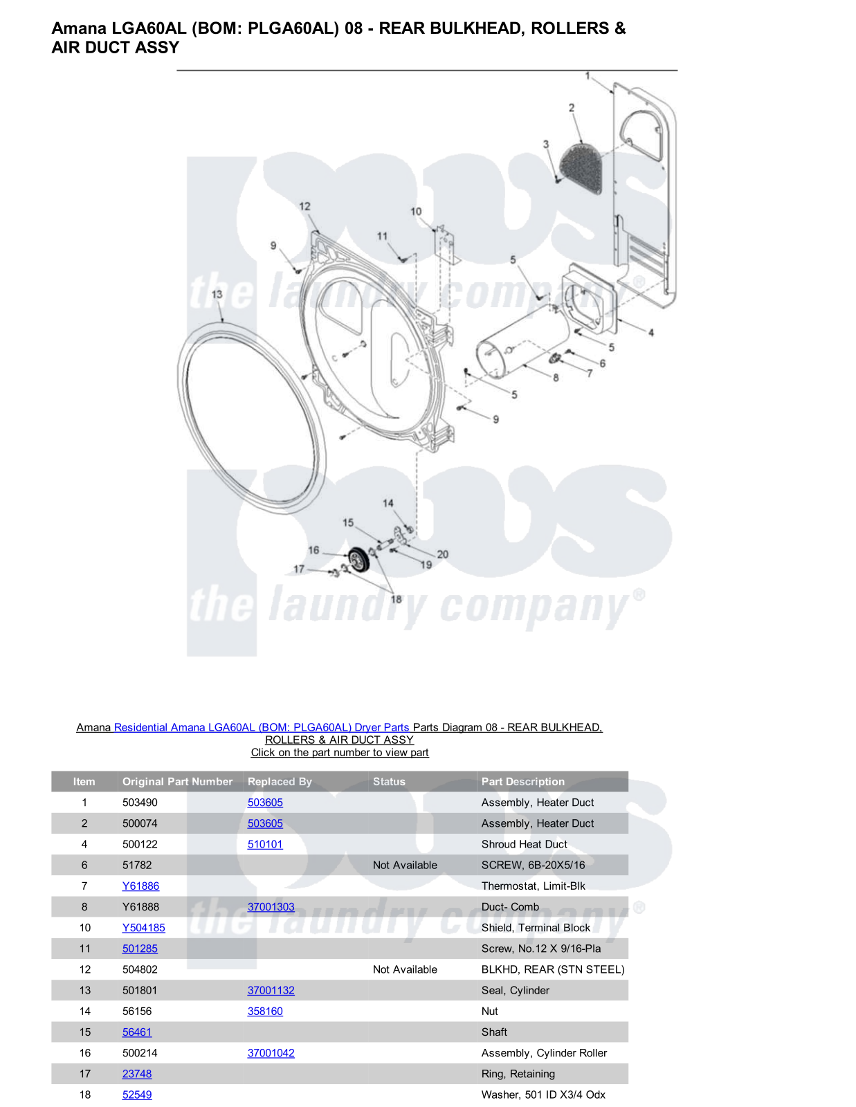 Amana LGA60AL Parts Diagram