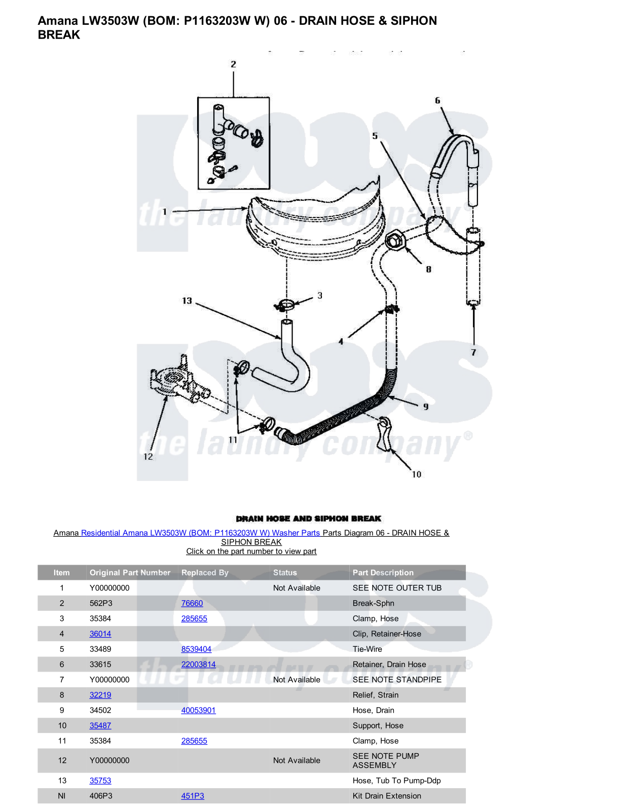 Amana LW3503W Parts Diagram