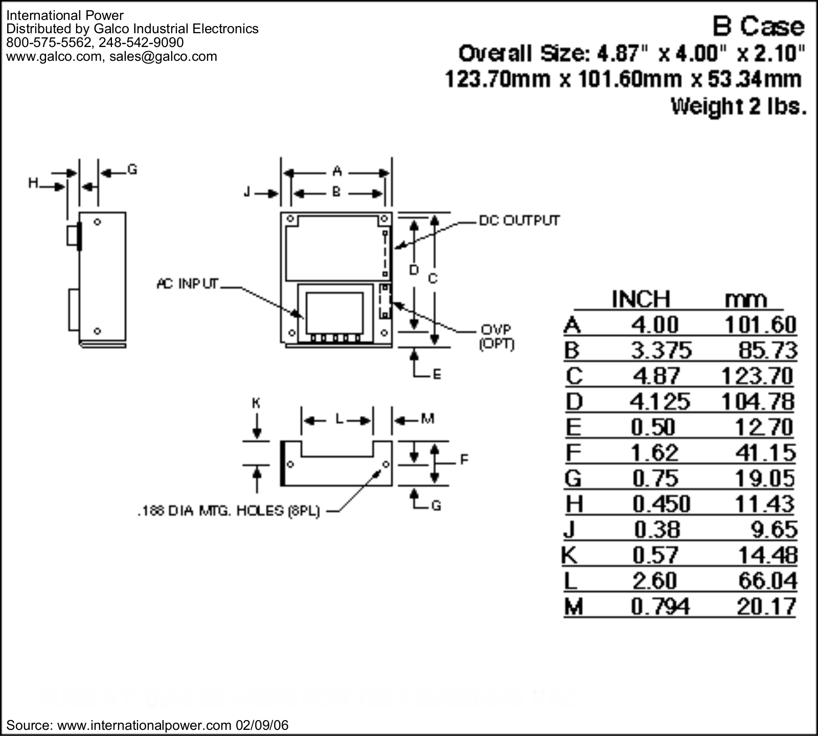 International Power B Case Dimensional Sheet - ManualMachine.com
