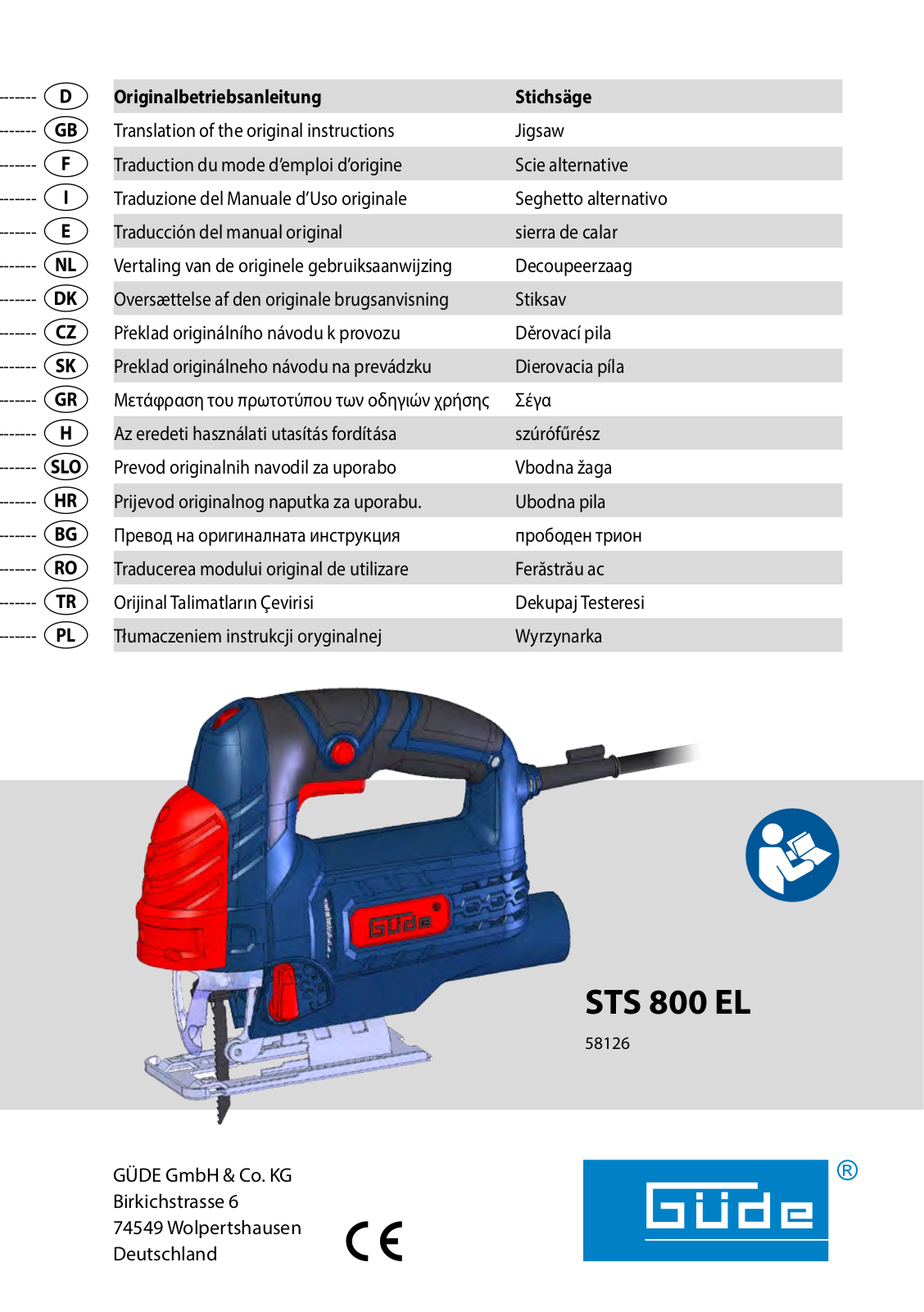 Güde STS 800 EL User Manual