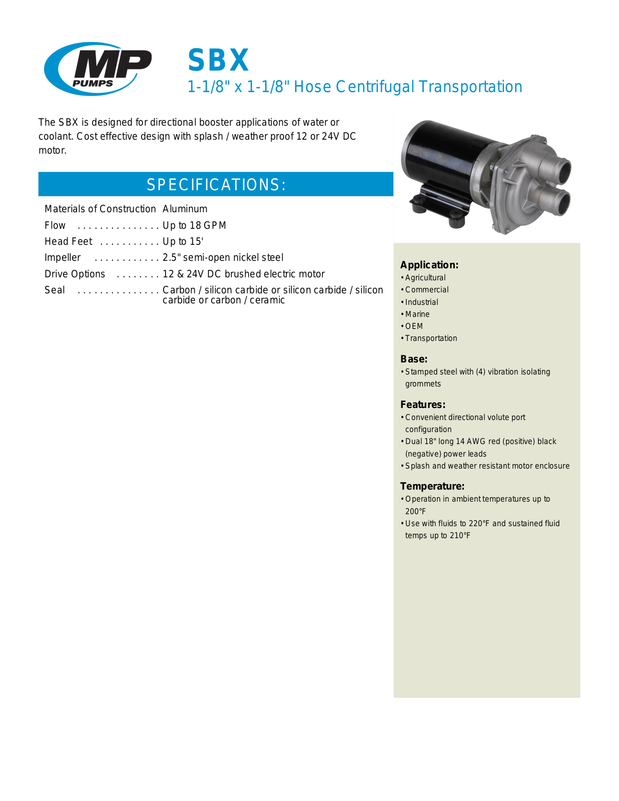 MP Pumps SBX User Manual