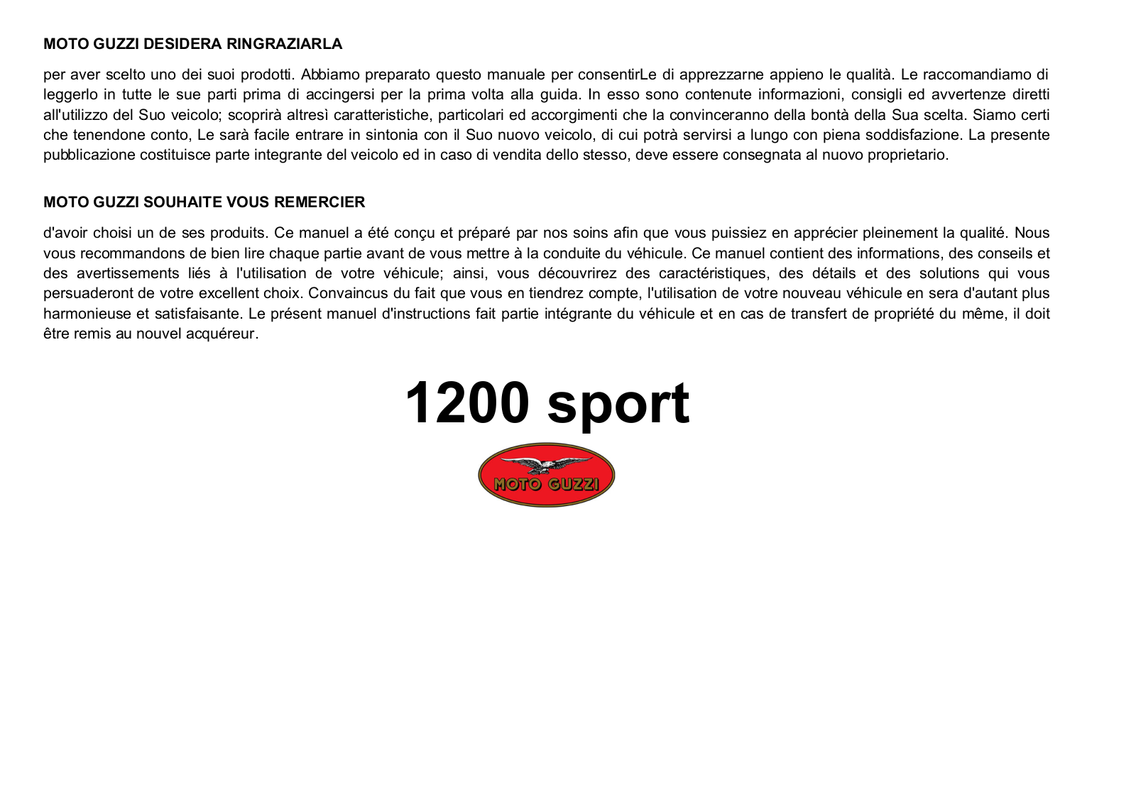 Moto guzzi 1200 SPORT User Manual