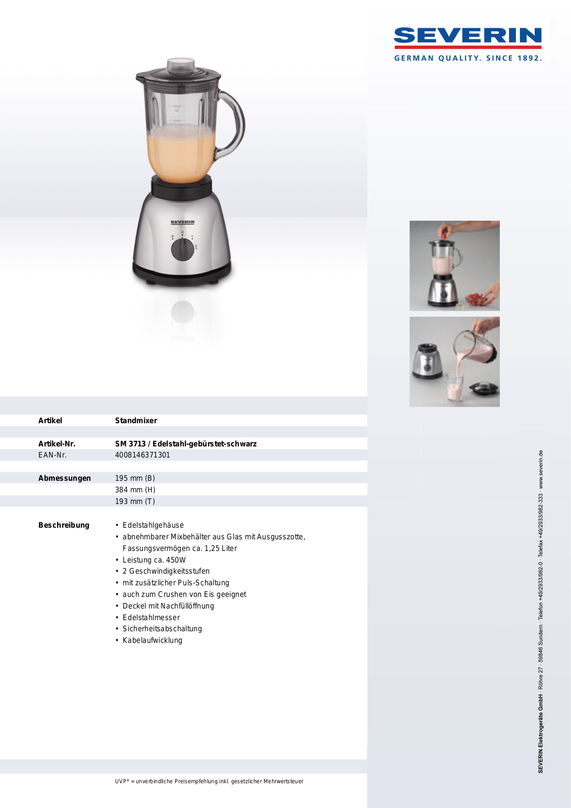 Severin SM 3713 User Manual