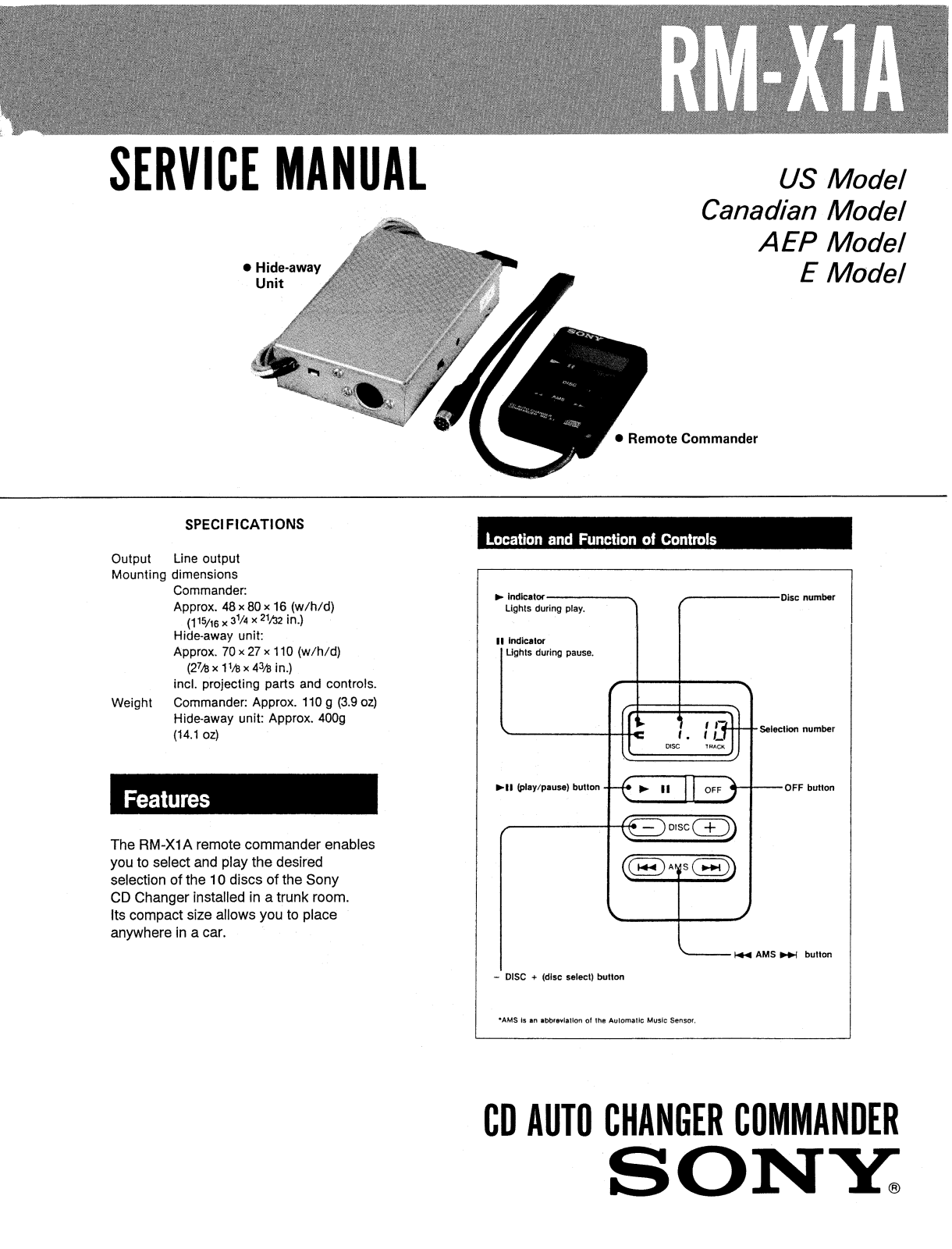 Sony RMX-1-A Service manual