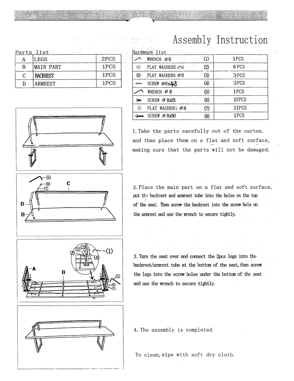 Union Rustic UNRS2525 Assembly Instruction