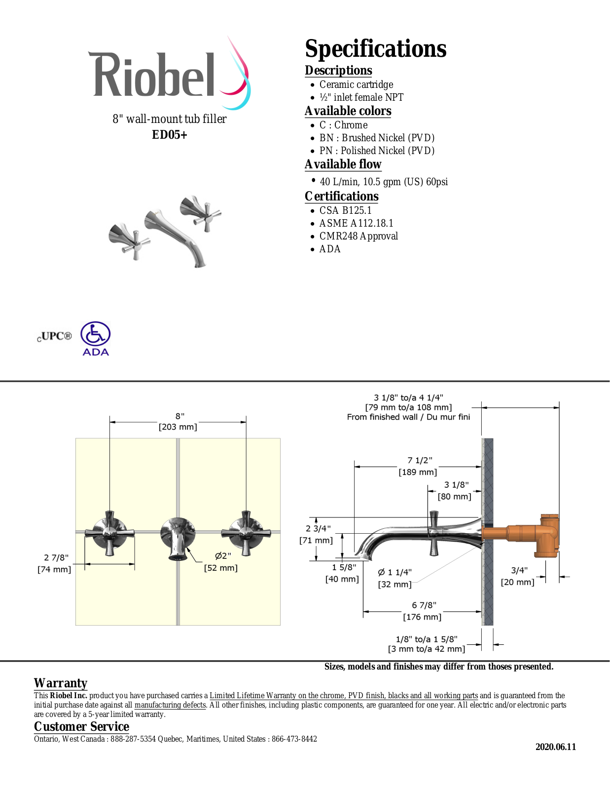 Riobel ED05PN, ED05C Specifications - ManualMachine.com