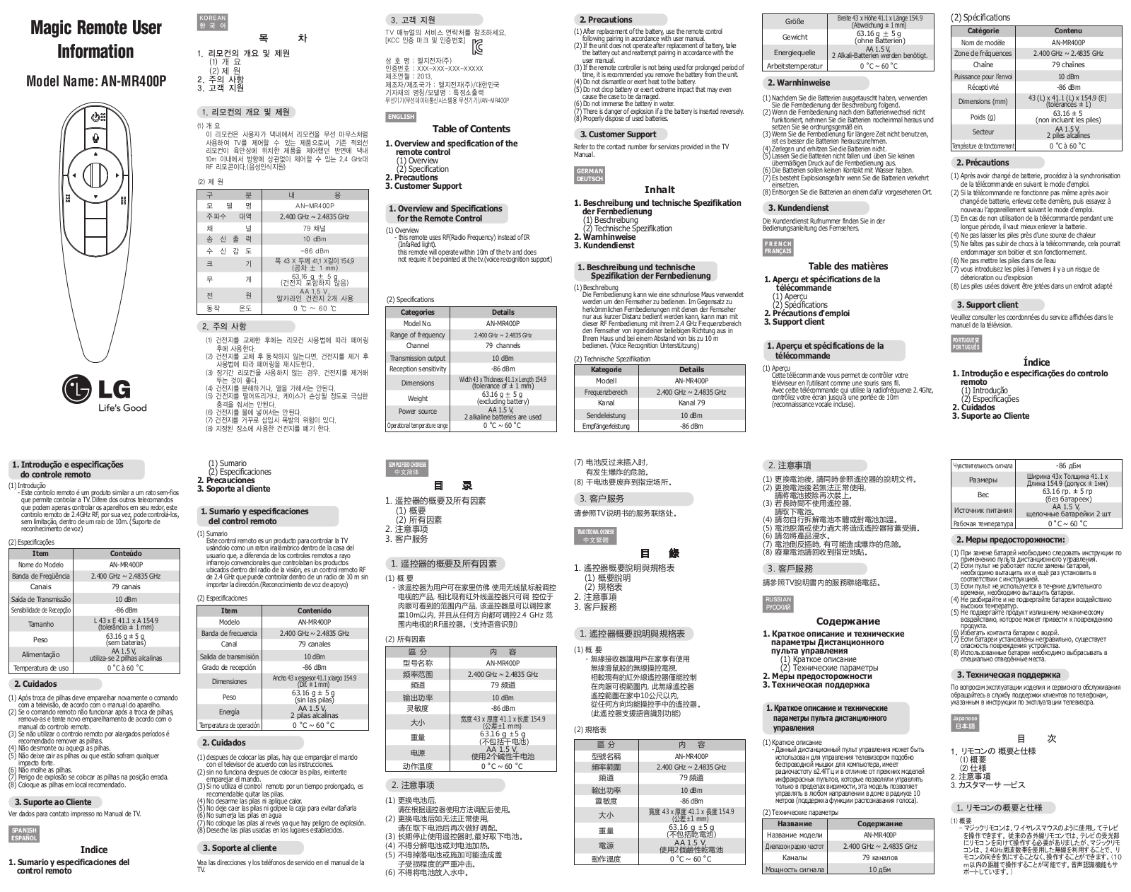 LG MR400P User Manual