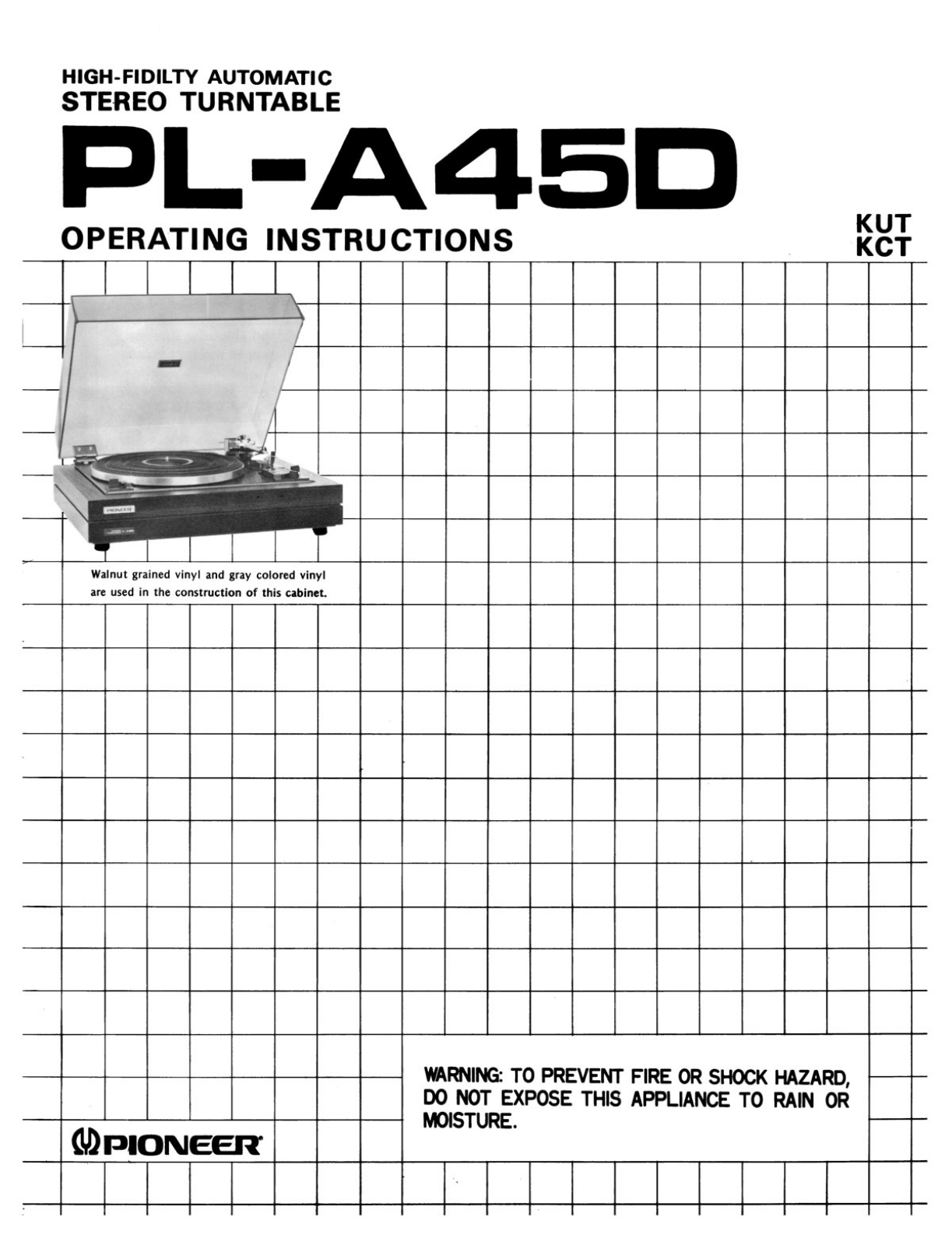 Pioneer PLA-45, PLA-45-D Owners manual