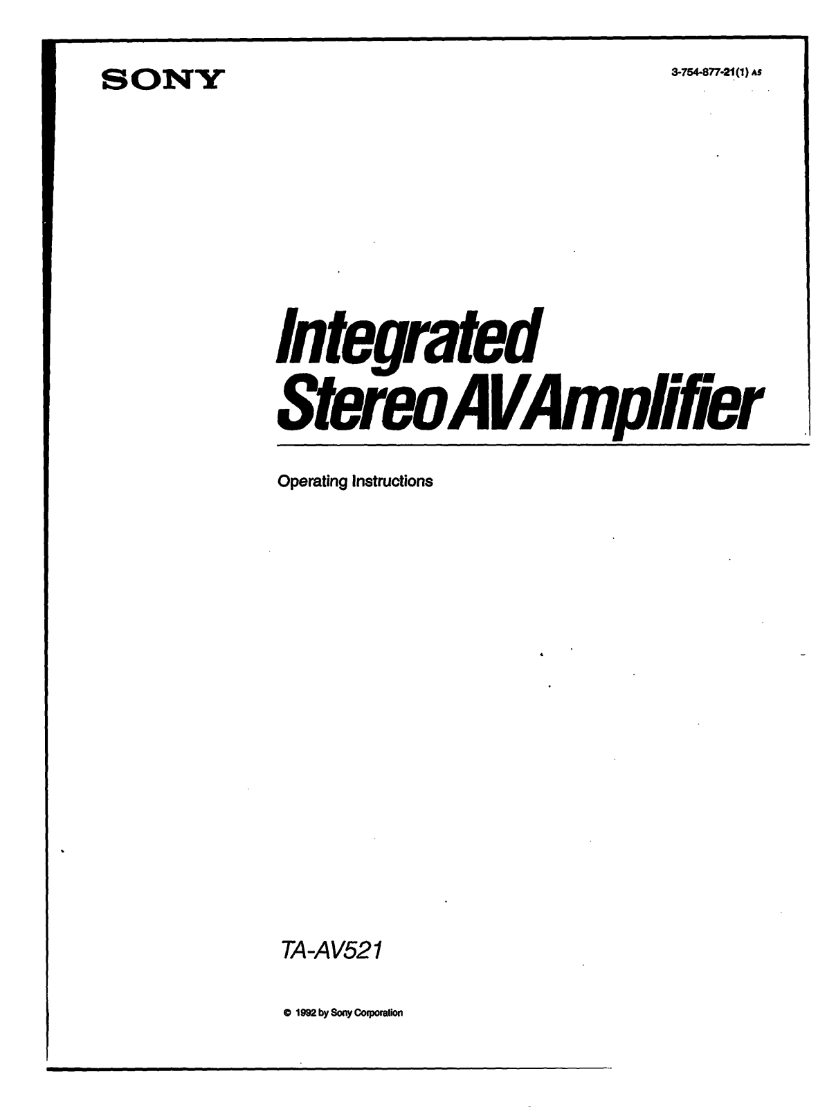 Sony TA-AV521 User Manual