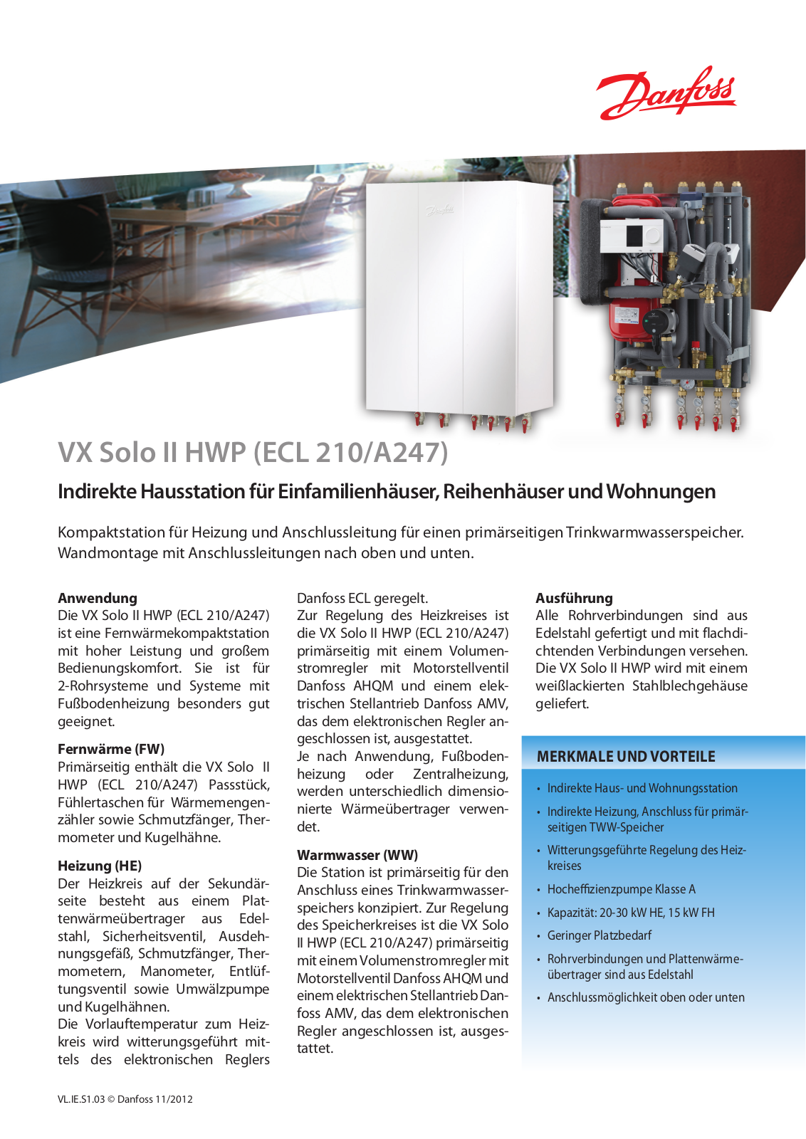 Danfoss VX Solo II HWP Fact sheet