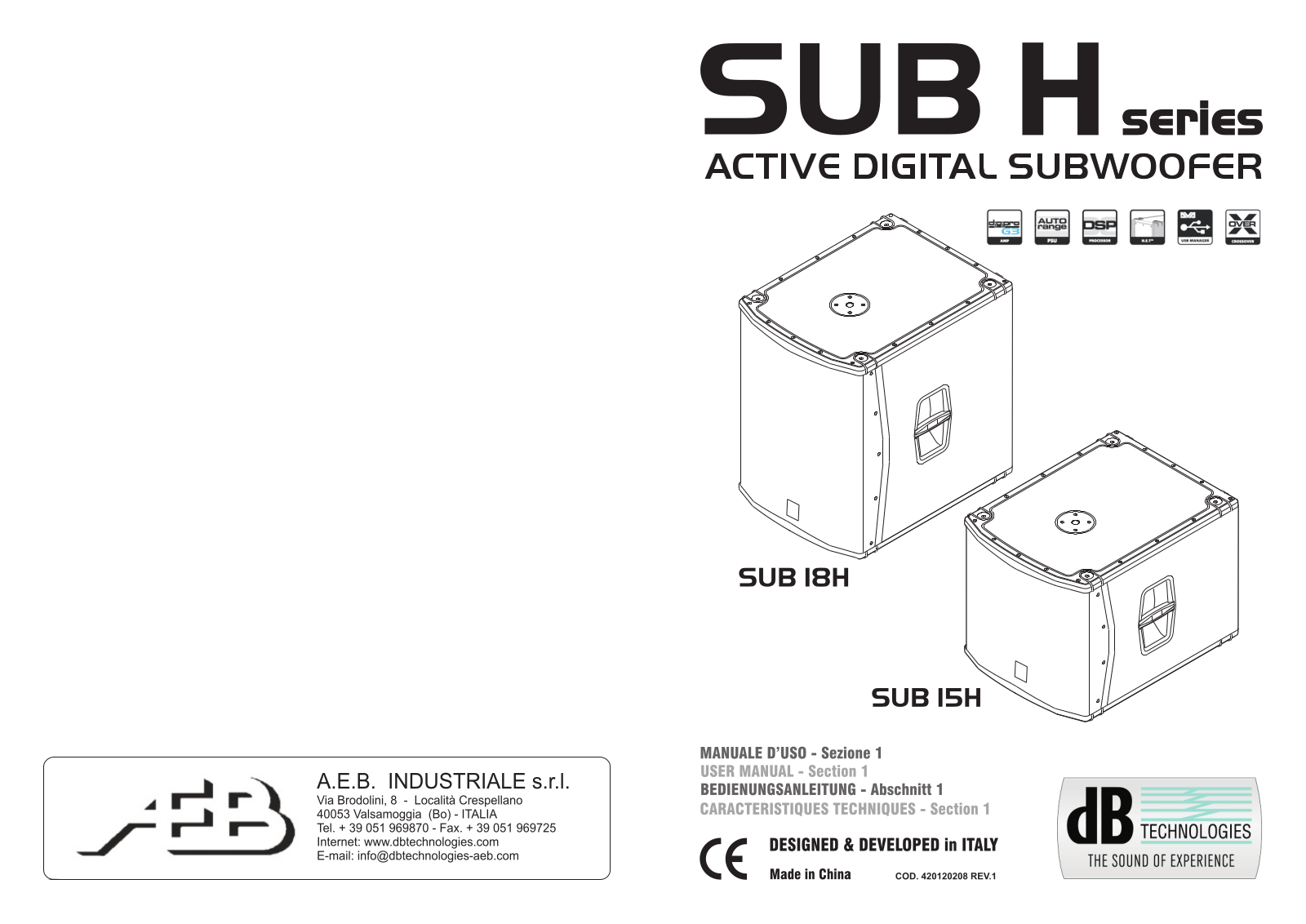 DB Technologies SUB 15H, SUB 18H User manual