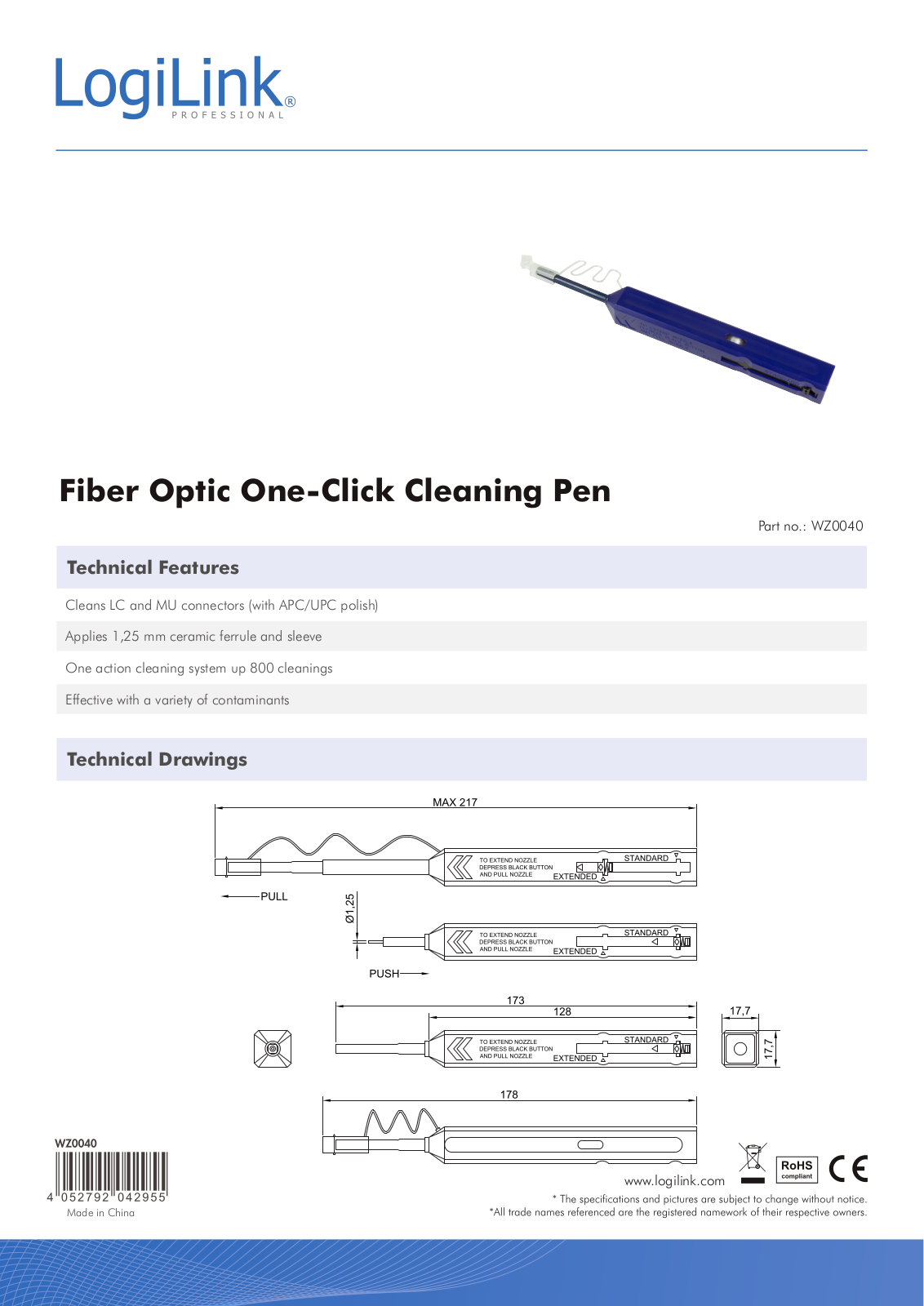 Logilink ILWL-TOOL-CLEAN3 Datasheet - ManualMachine.com