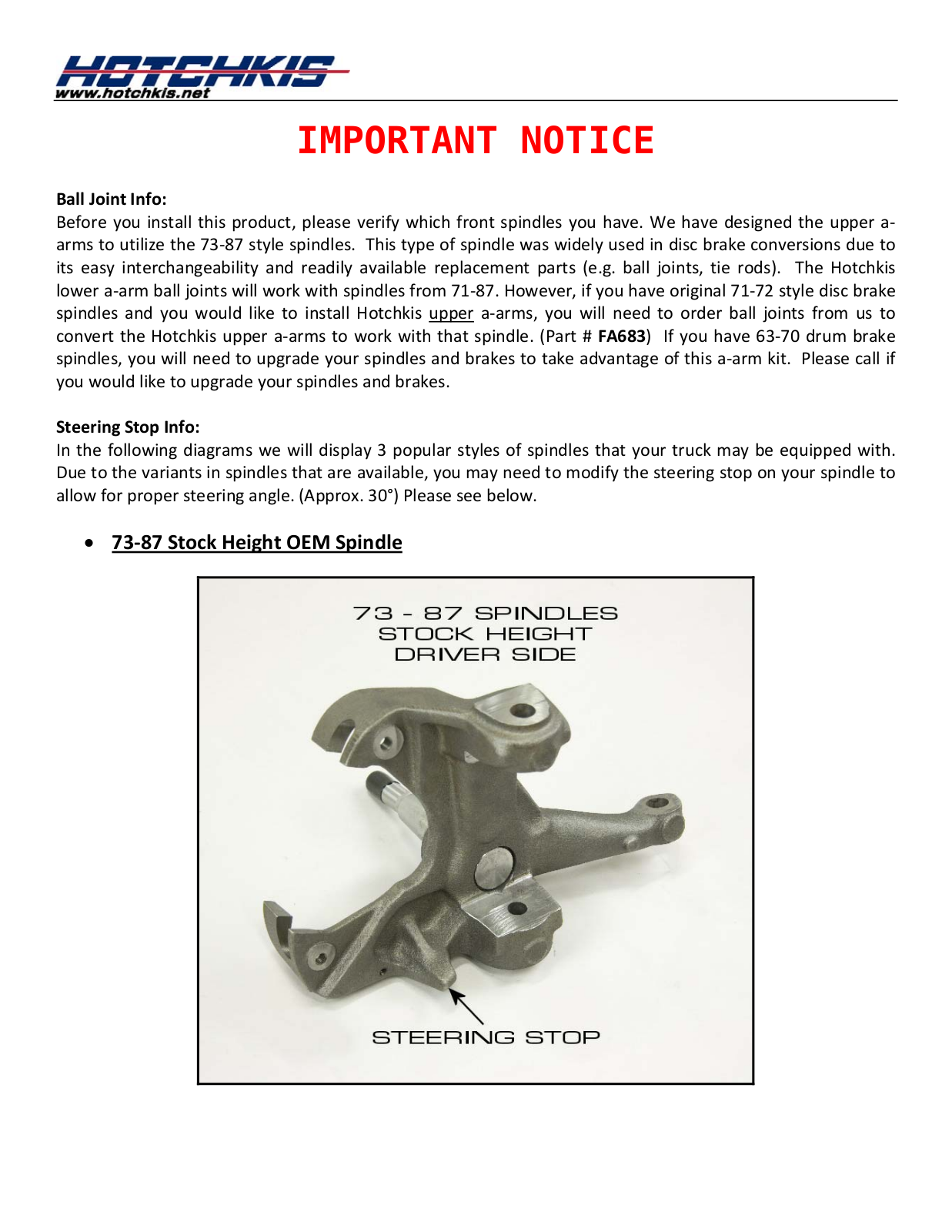 Hotchkis 11390U User Manual