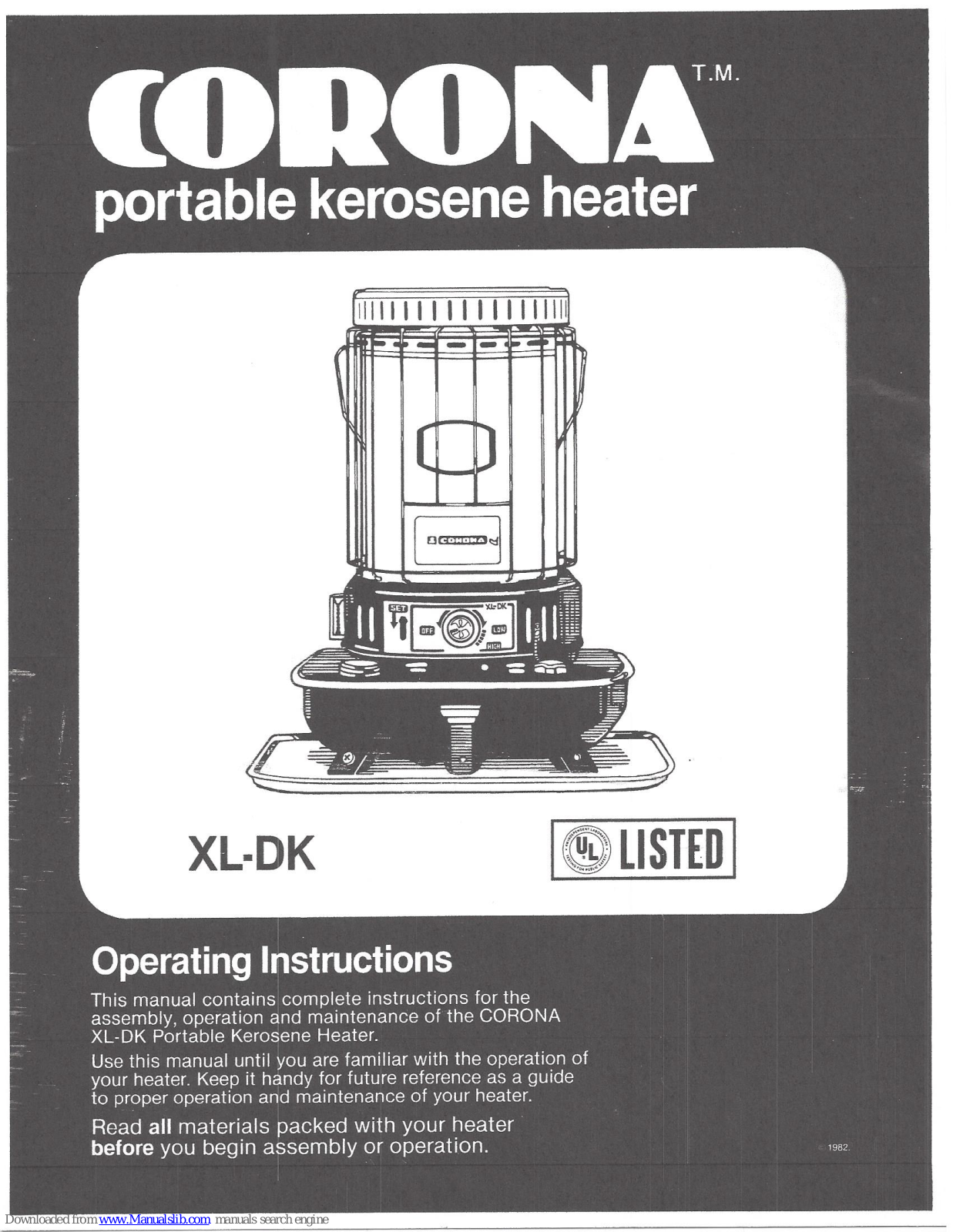 CORONA XL-DK Operating Instructions Manual