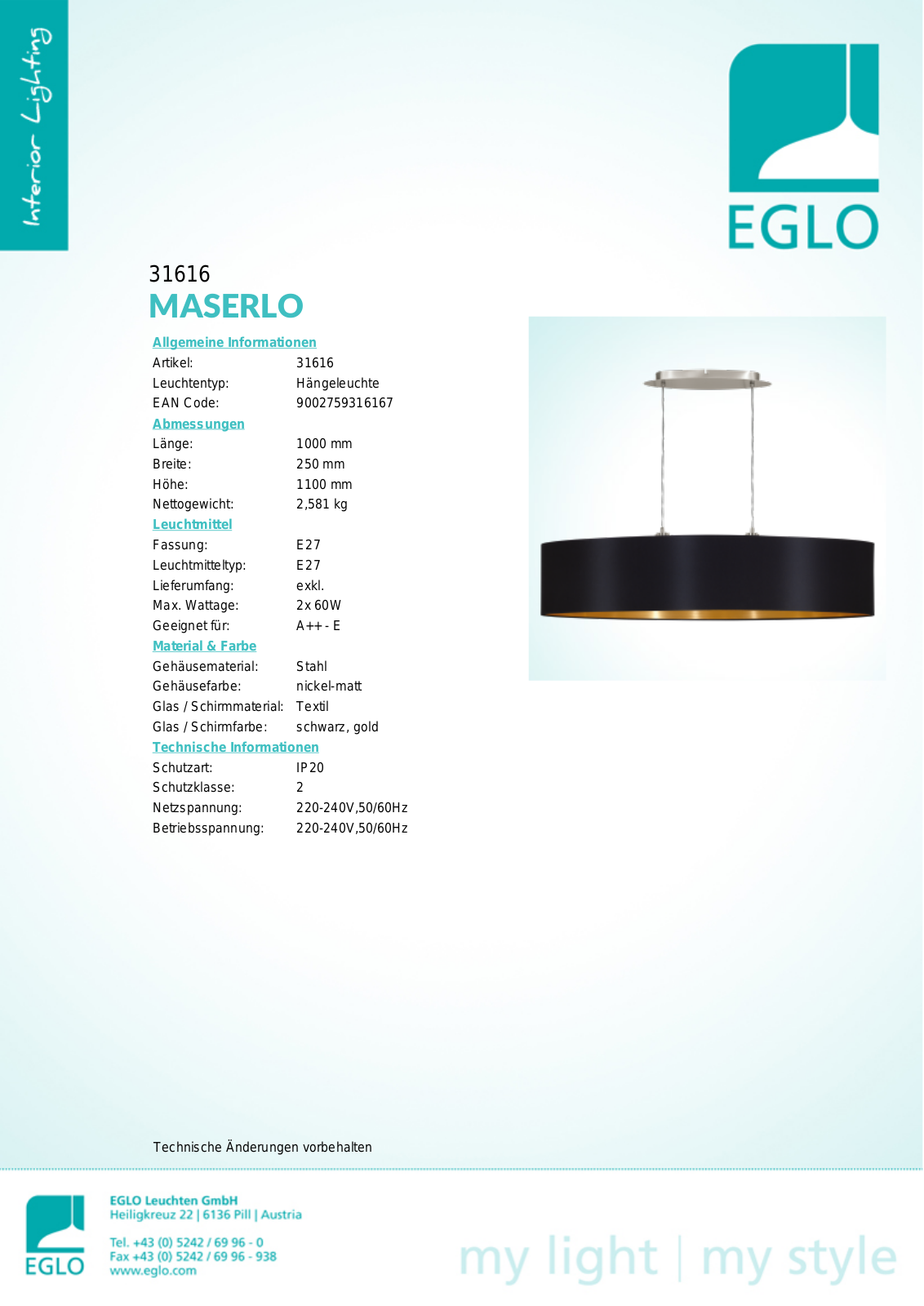 Eglo 31616 Service Manual