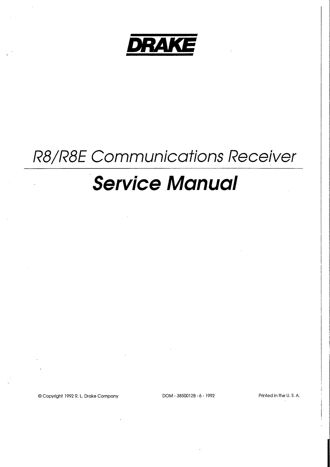 Drake r8 r8e Service Manual
