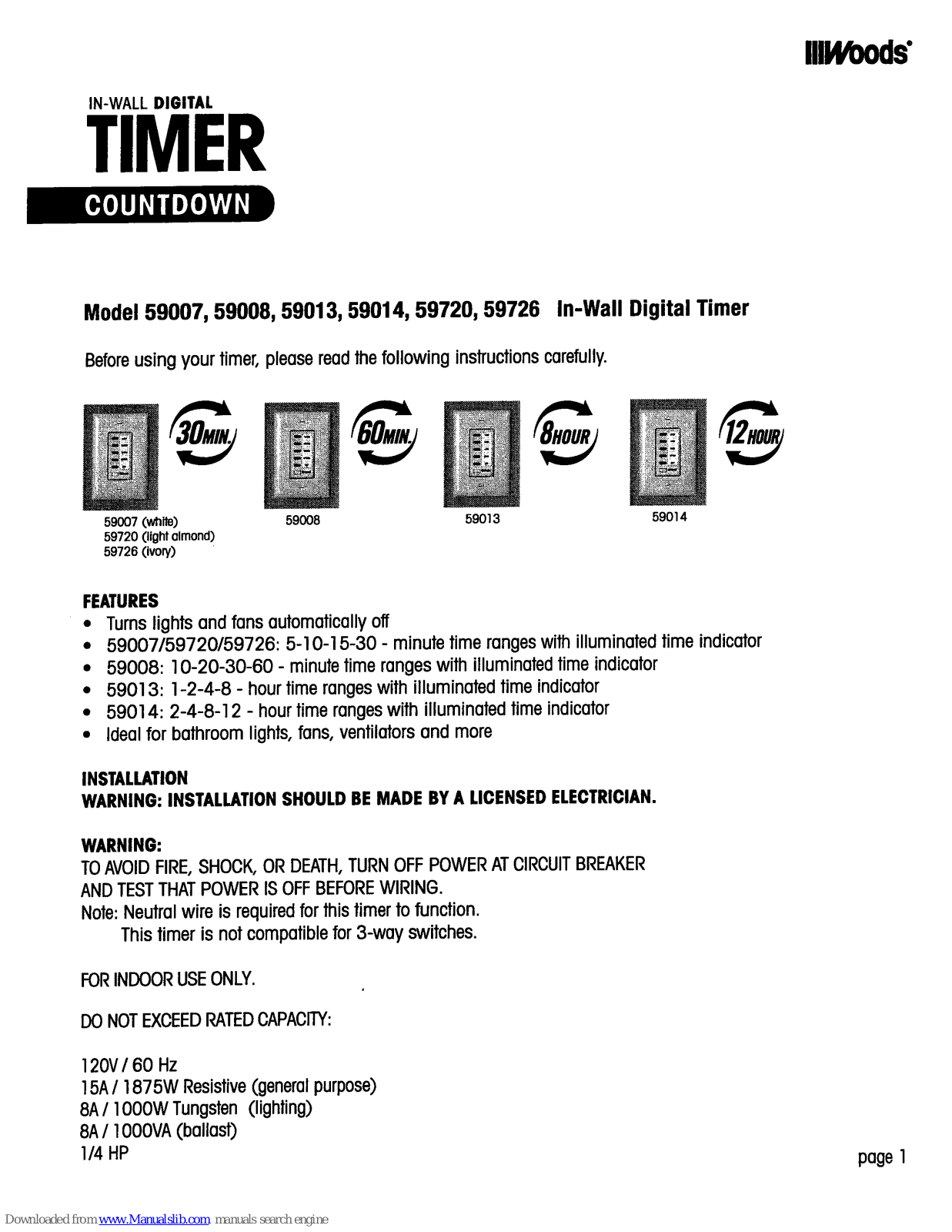 Woods 59007, 59008, 59013, 59014, 59720 User Manual - ManualMachine.com