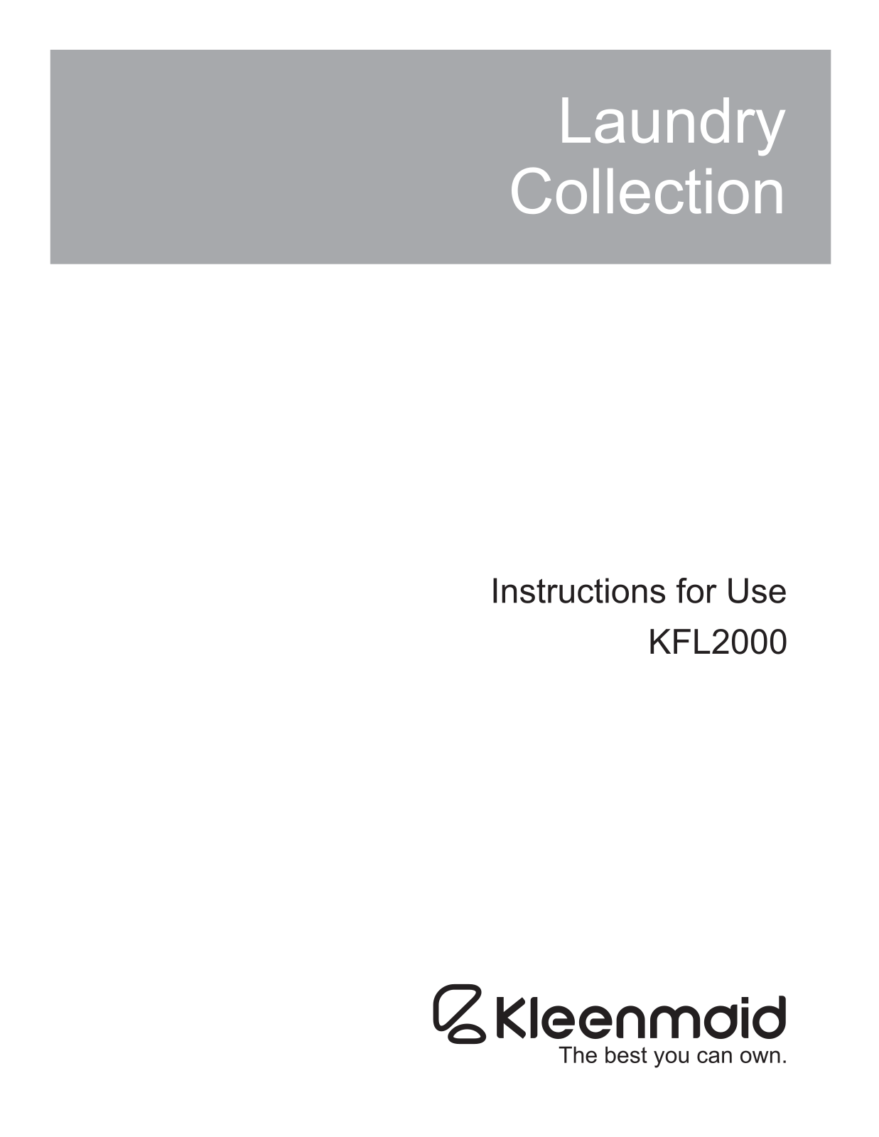 Kleenmaid KFL2000 User Manual