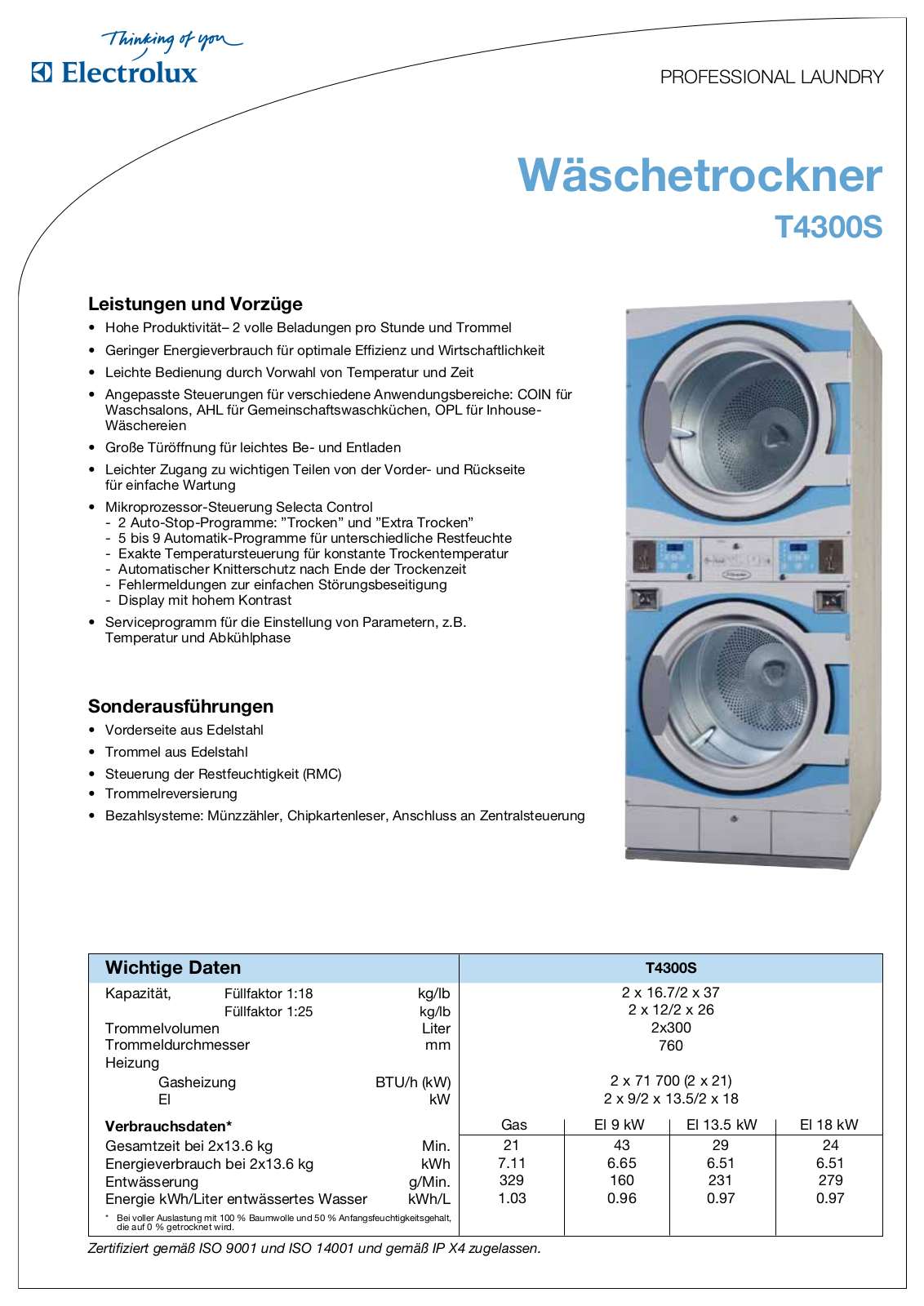 Electrolux T4300S DATASHEET