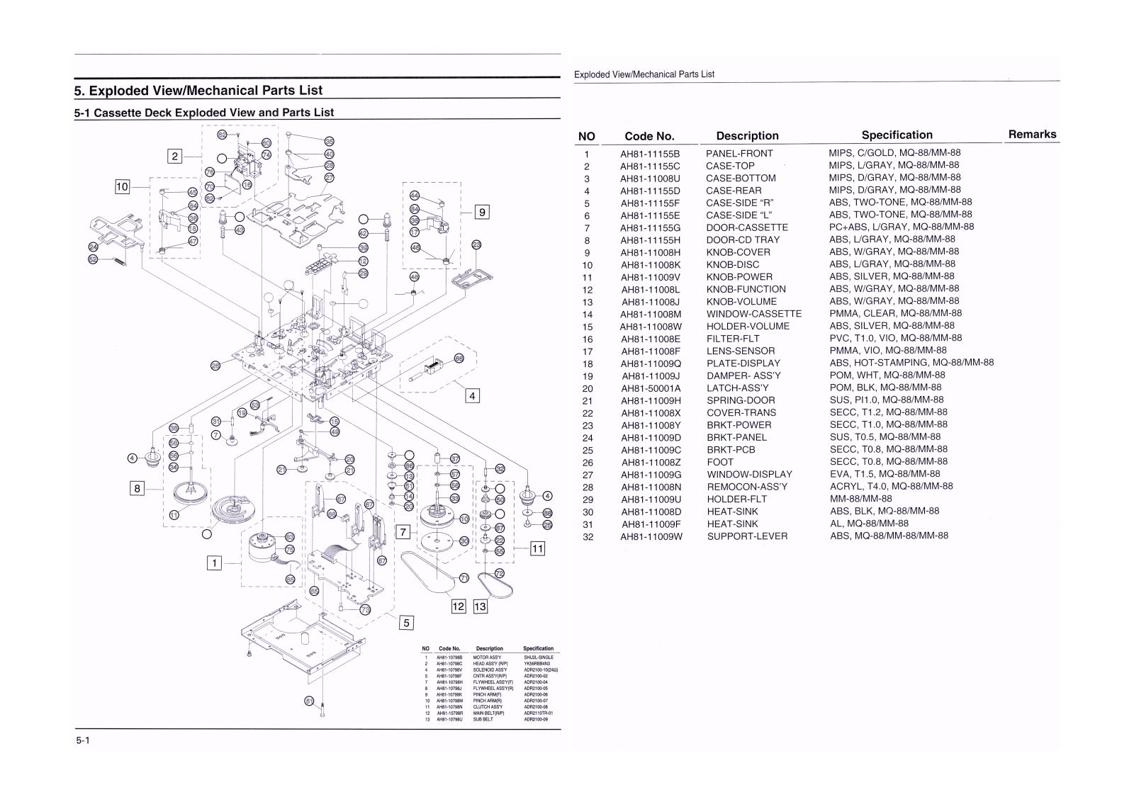 SAMSUNG Mm-89 Exploded View and Parts List