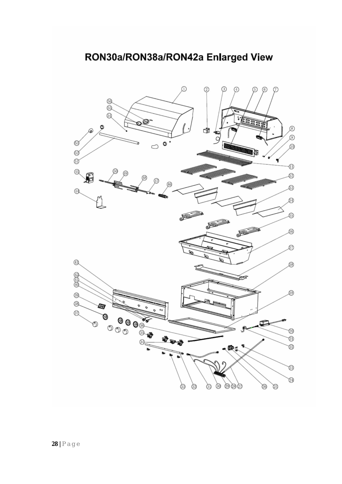 RCS RON30ALP, RON38A, RON42ALP Part List