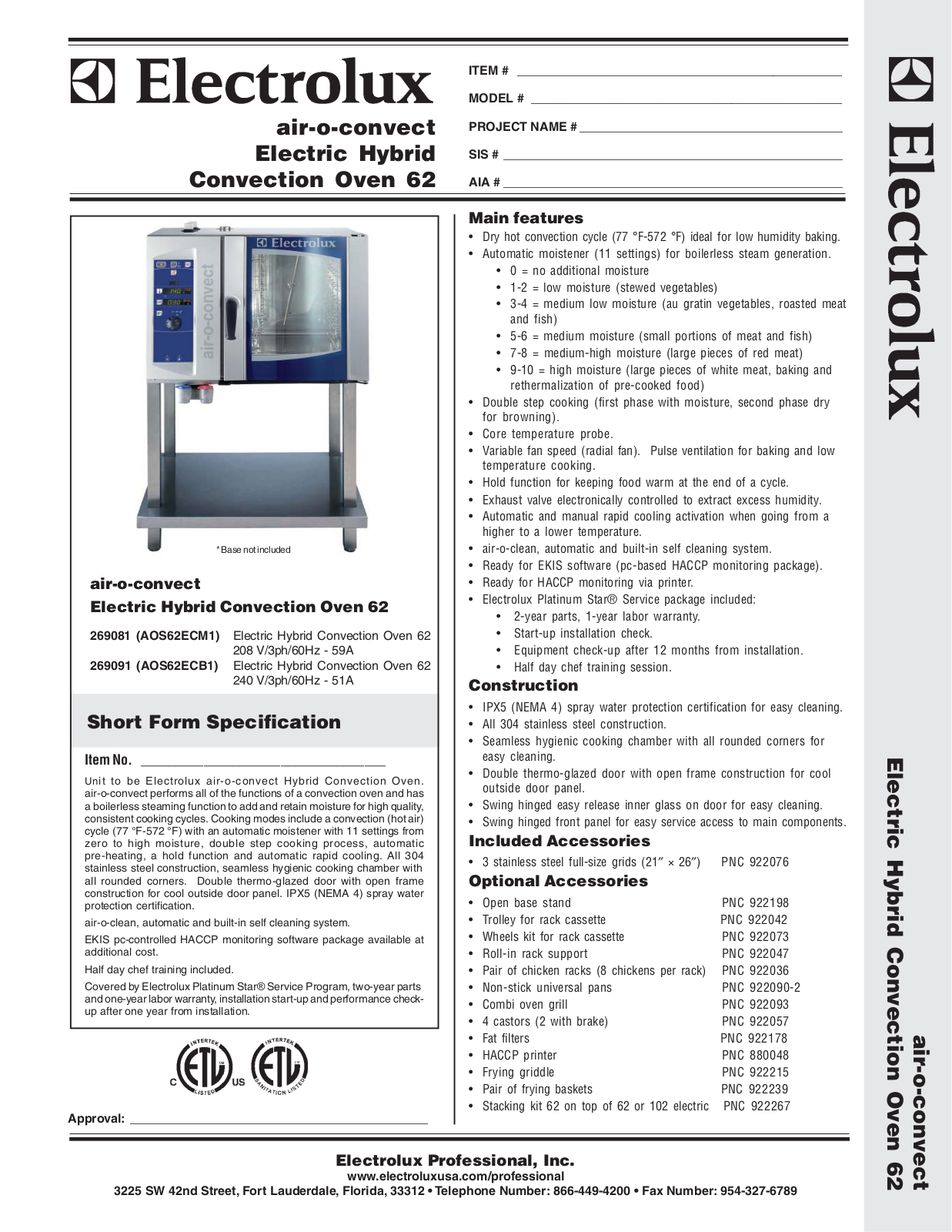 Electrolux AOS62ECM1, AOS62ECB1, 62 User Manual