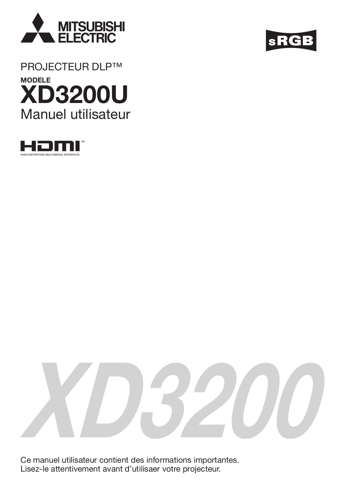 MITSUBISHI XD3200, XD3200U User Manual