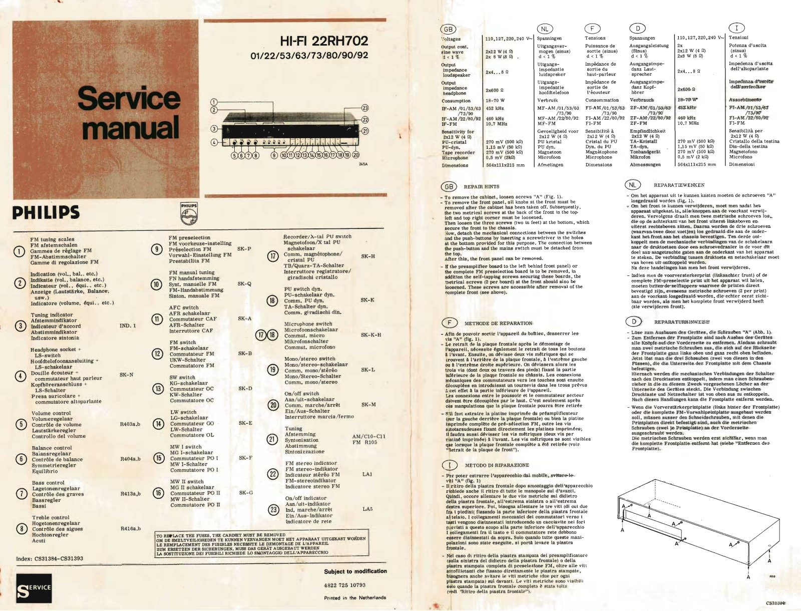 Philips 22-RH-702 Service Manual