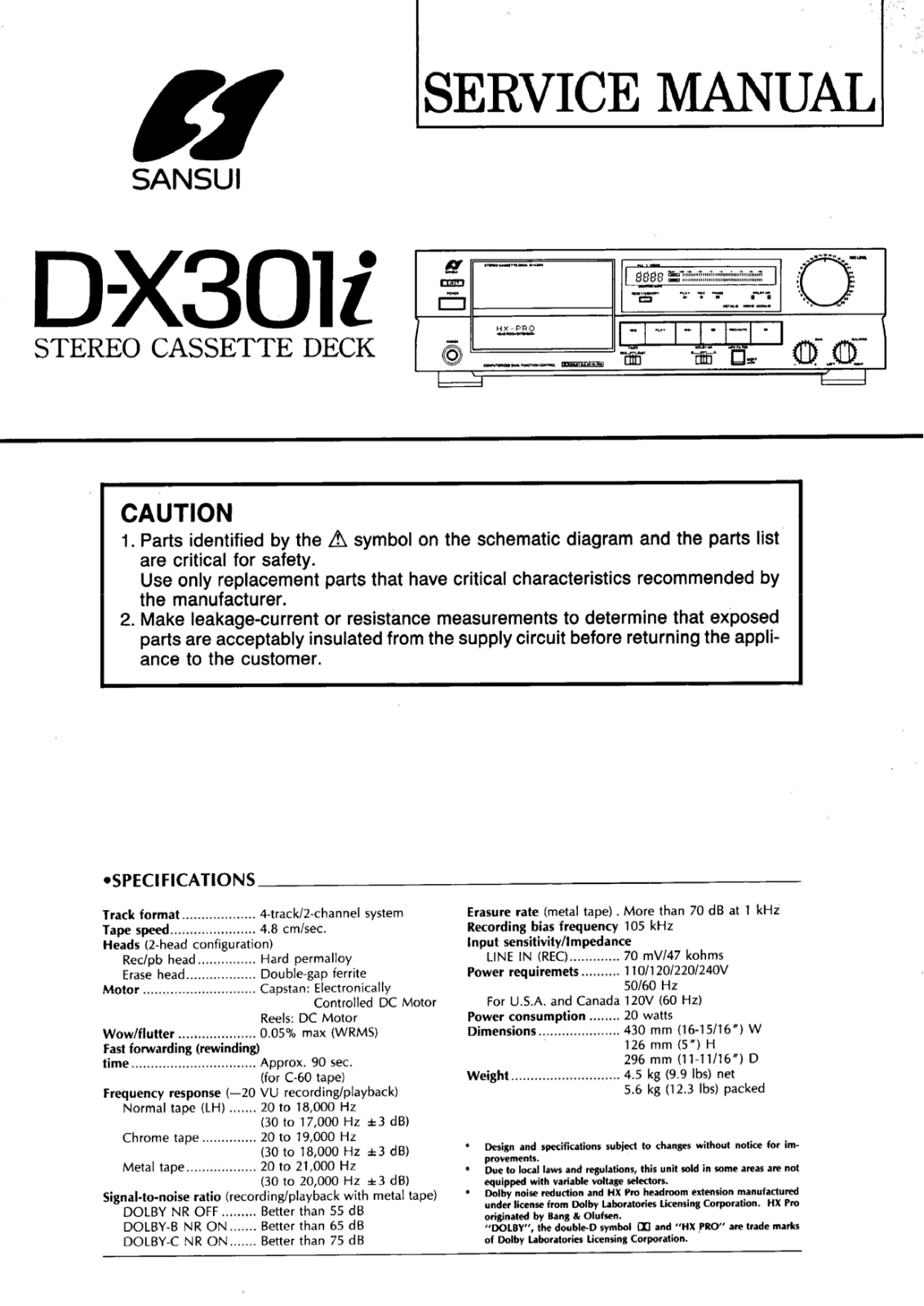 Sansui D-X301-i Service Manual