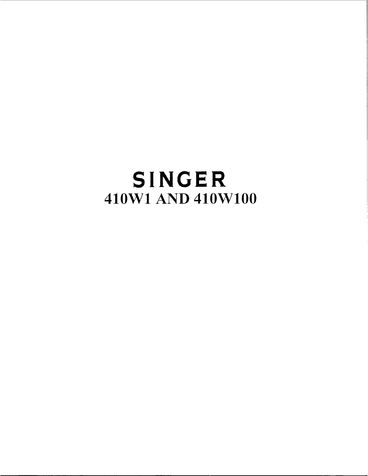 Singer 410W100, 410W1 Instruction Manual