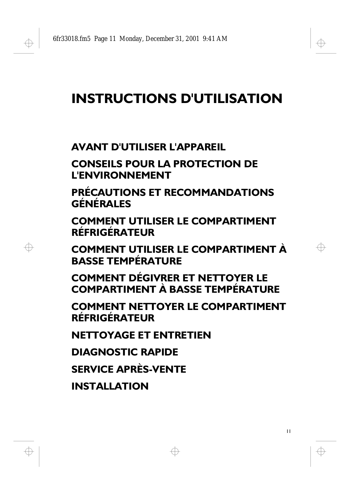 Whirlpool RD24 INSTRUCTION FOR USE