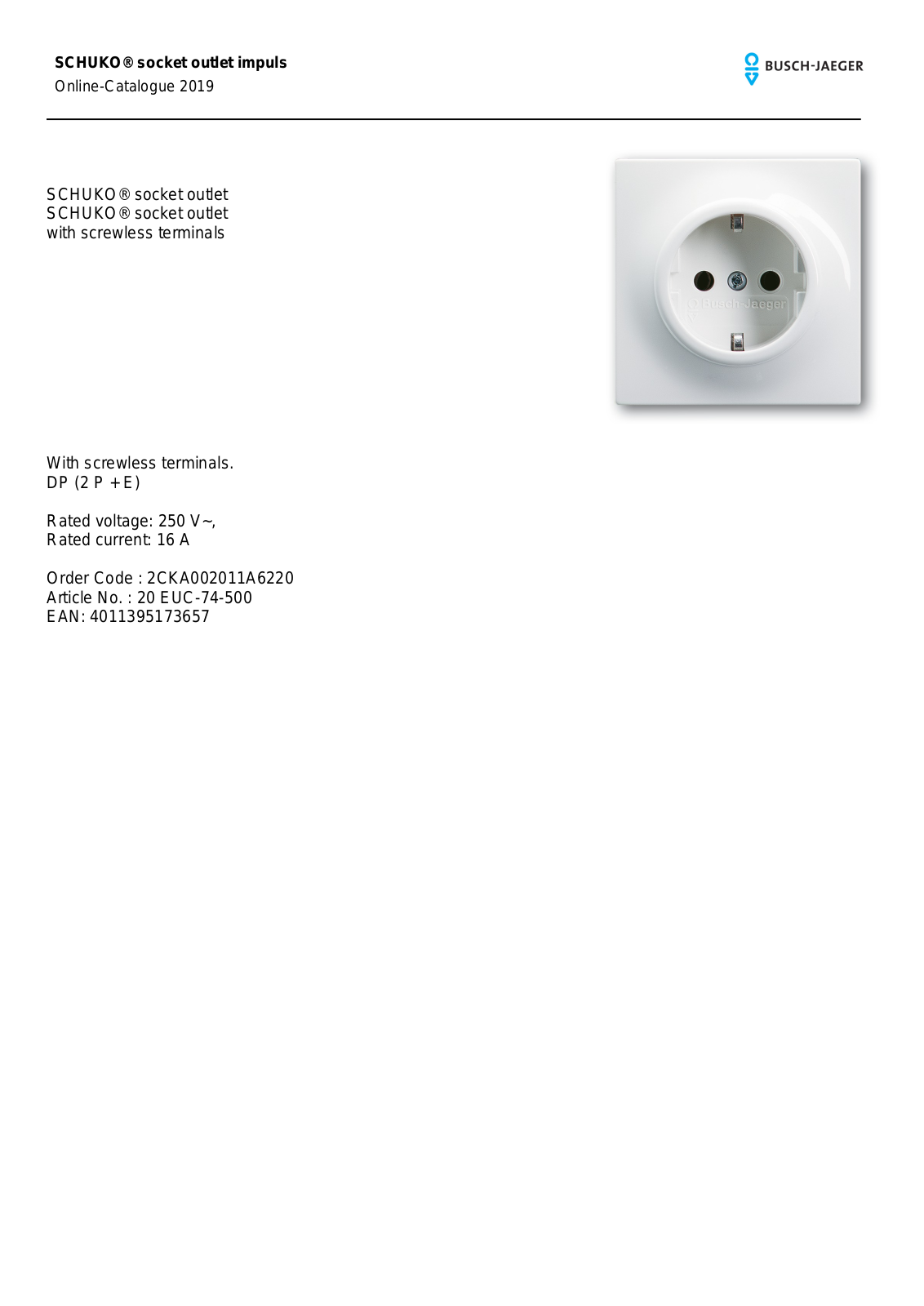 Busch-Jaeger 20 EUC-74 User Manual - ManualMachine.com
