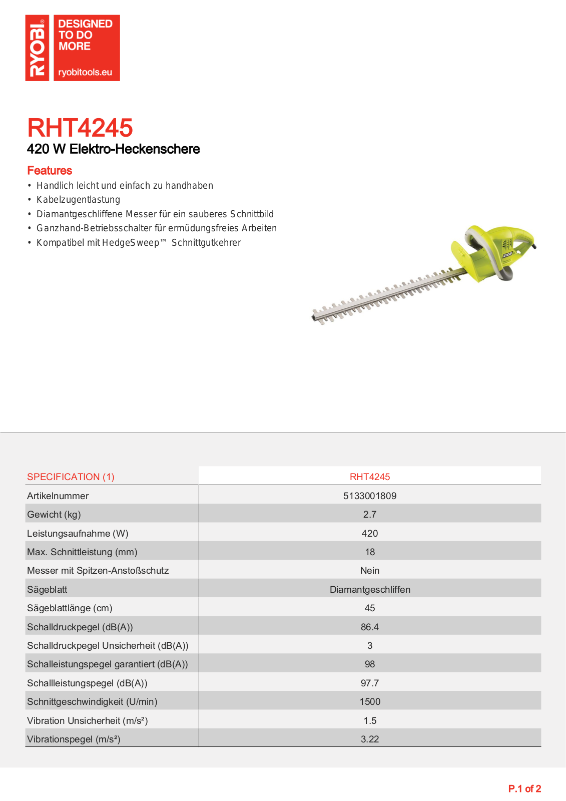 Ryobi RHT4245 User Manual