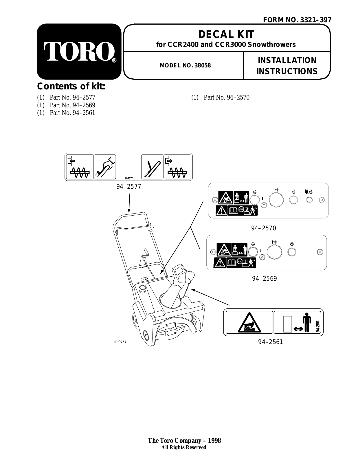 Toro 38058 Installation Instructions