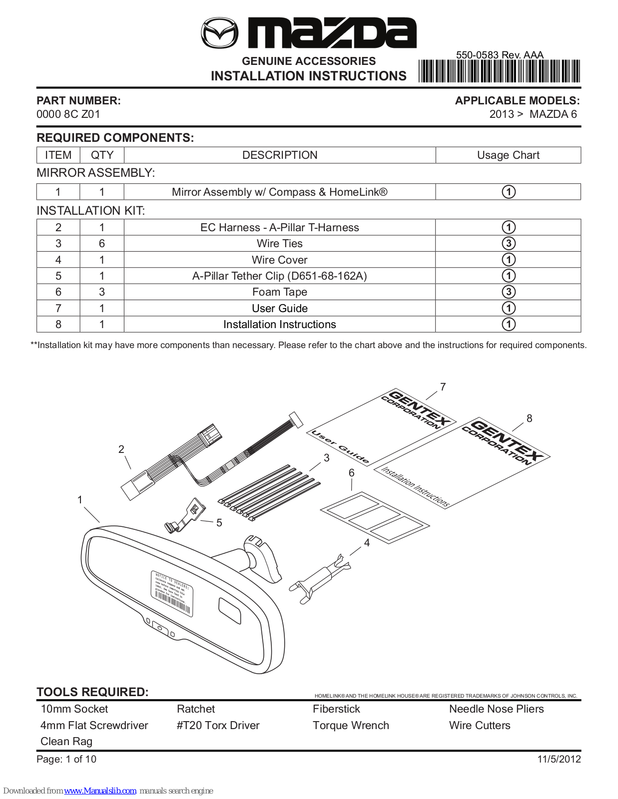 Mazda 0000 8C Z01 Instructions Manual