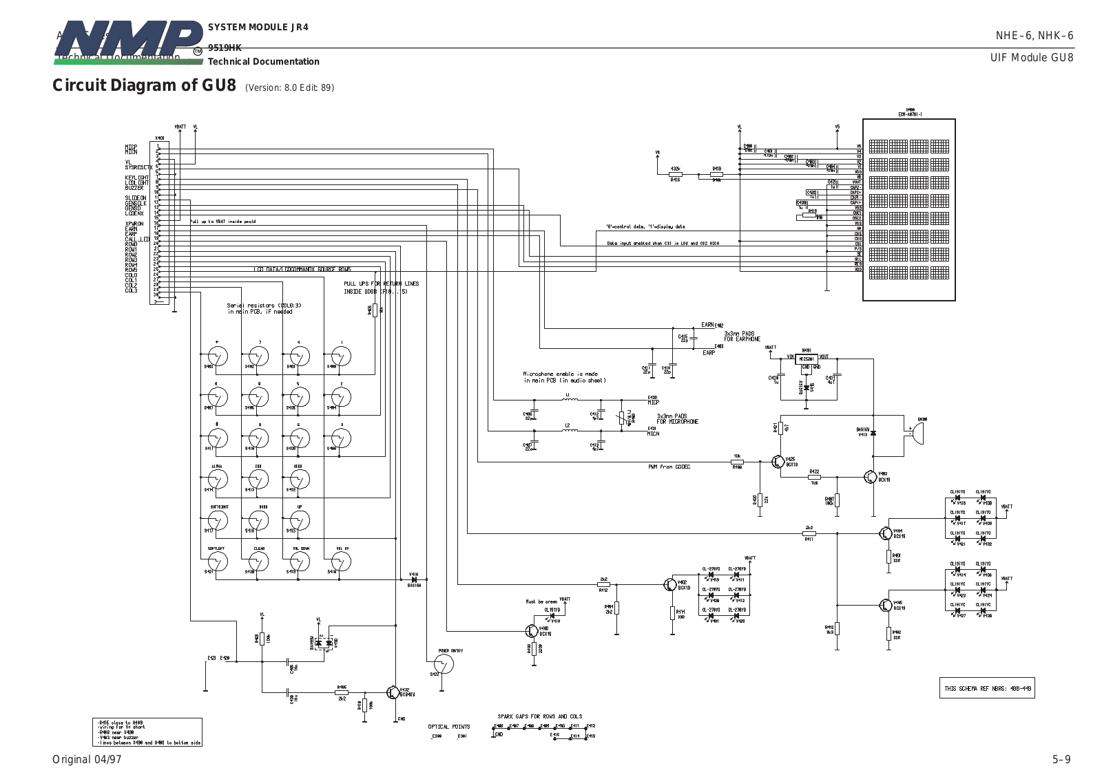 Nokia 8110 Circuit Diagram of GU 8