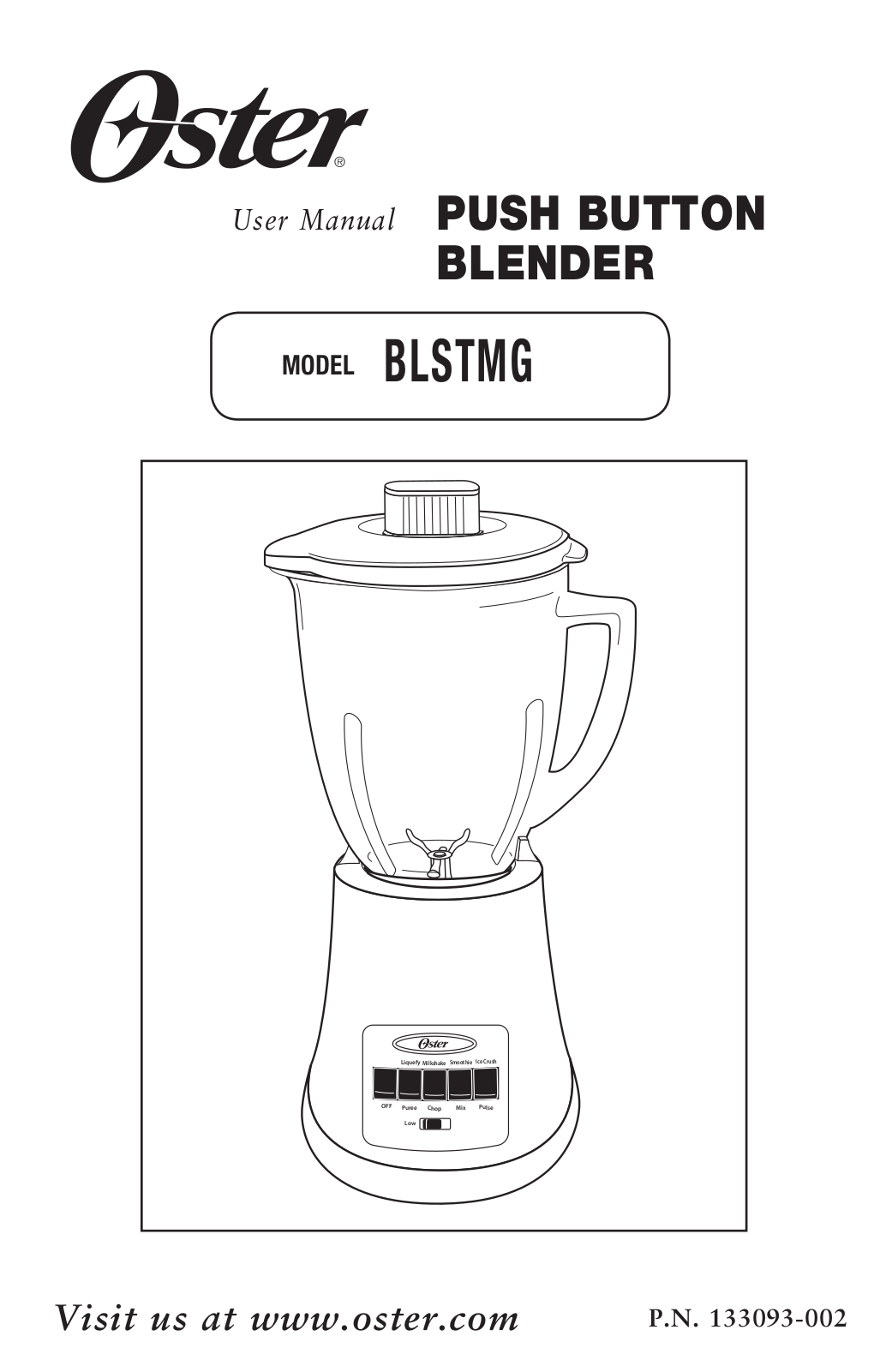 Oster 133093-002, BLSTMG-W User Manual