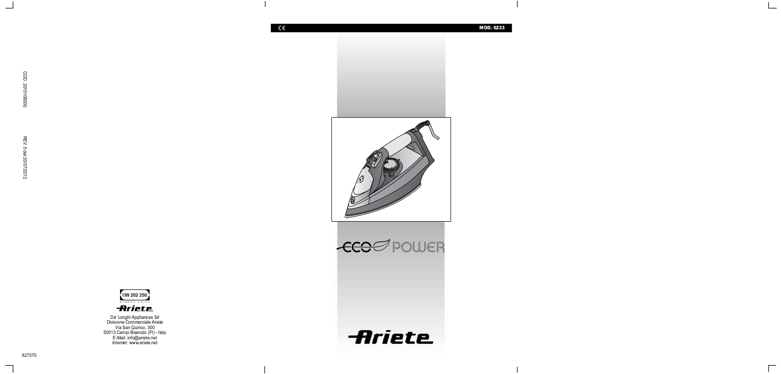 Ariete 6233 User Manual