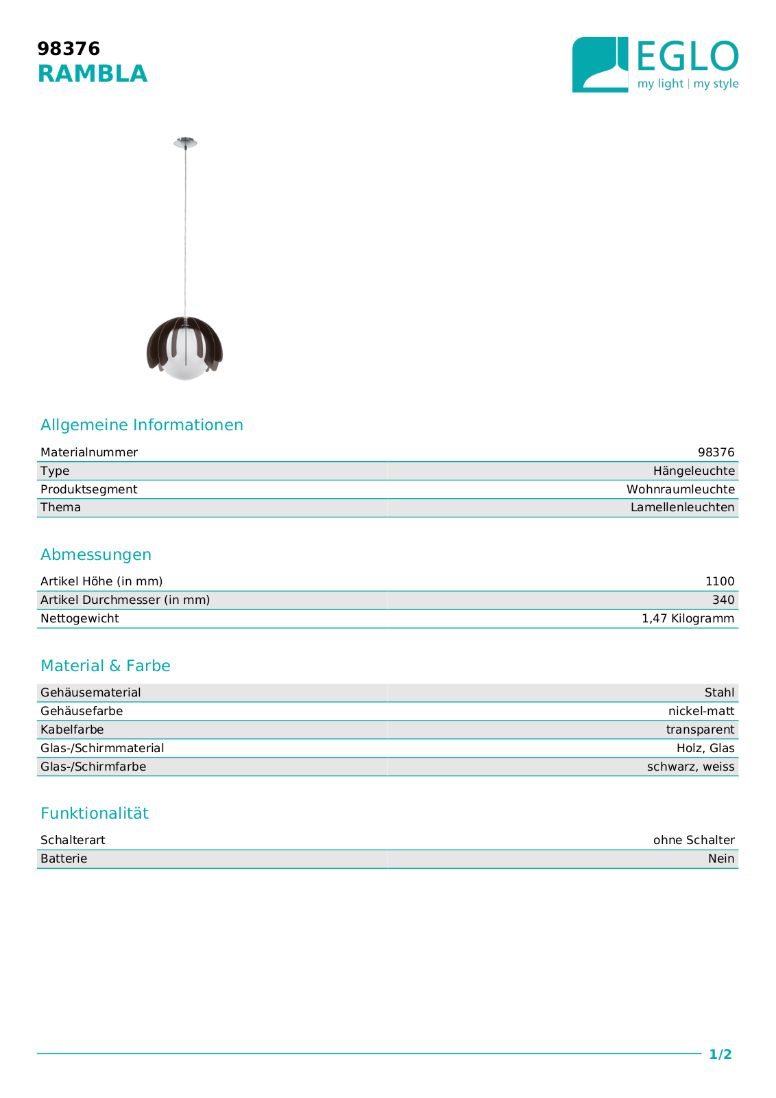 Eglo 98376 Service Manual