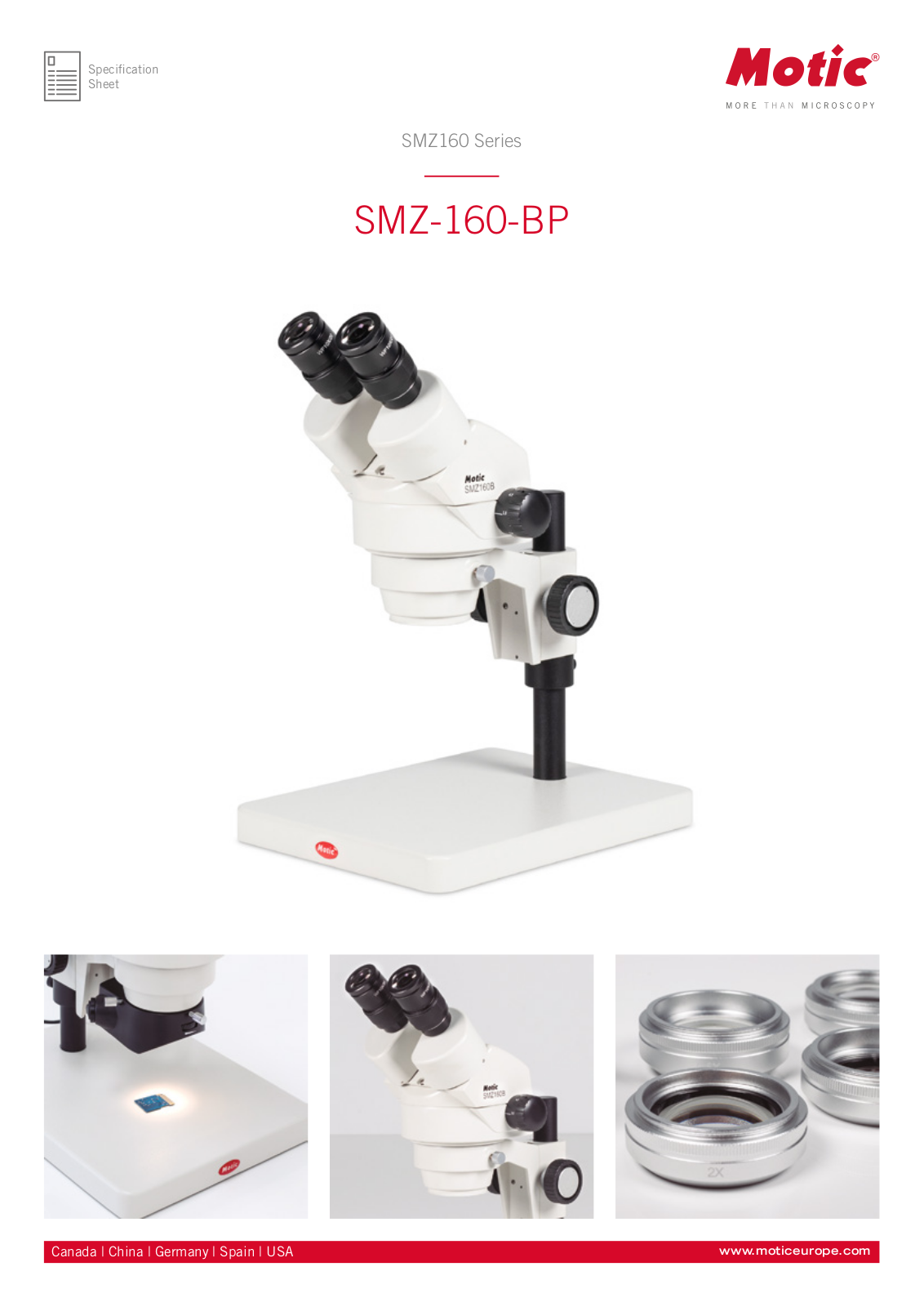 Motic SMZ-160-BP Data sheet - ManualMachine.com