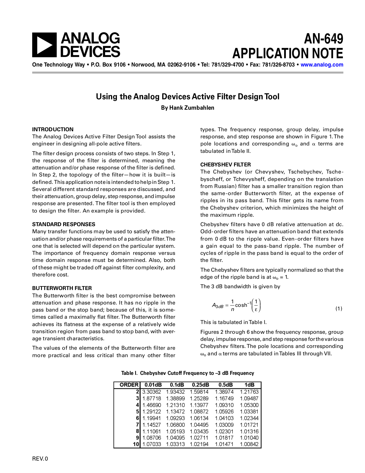 ANALOG DEVICES AN-649 Service Manual