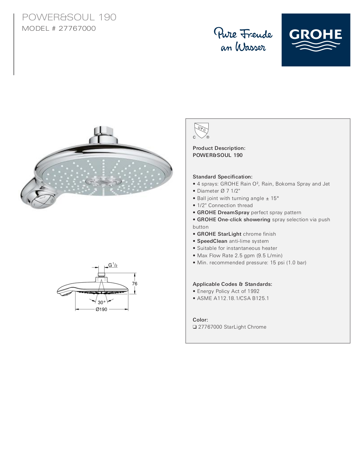 GROHE GRH4750 Specifications - ManualMachine.com