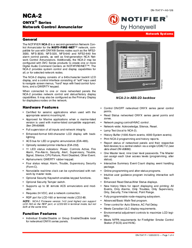 Notifier NCA-2 User Manual