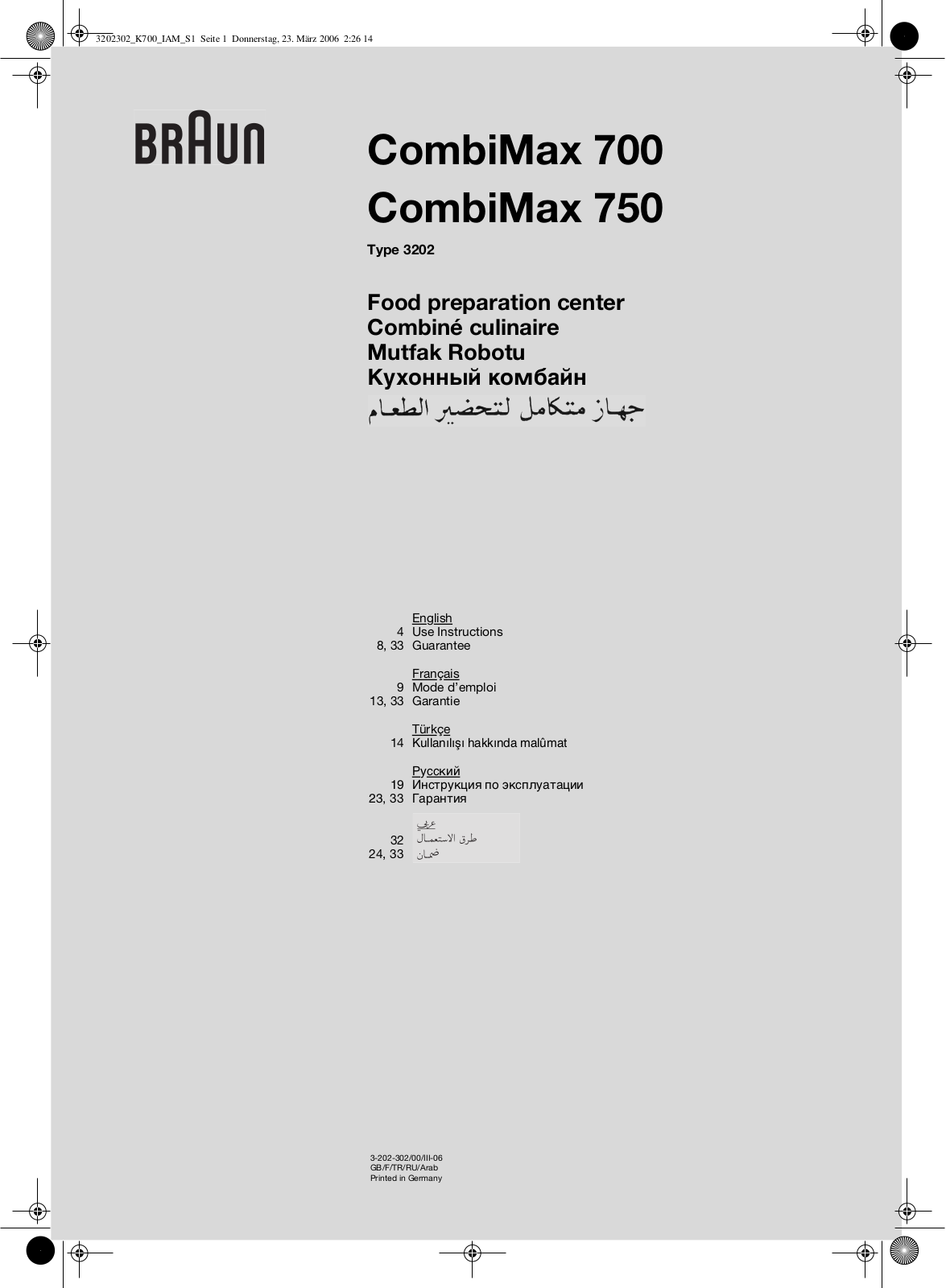 Braun CombiMax 750 User Manual