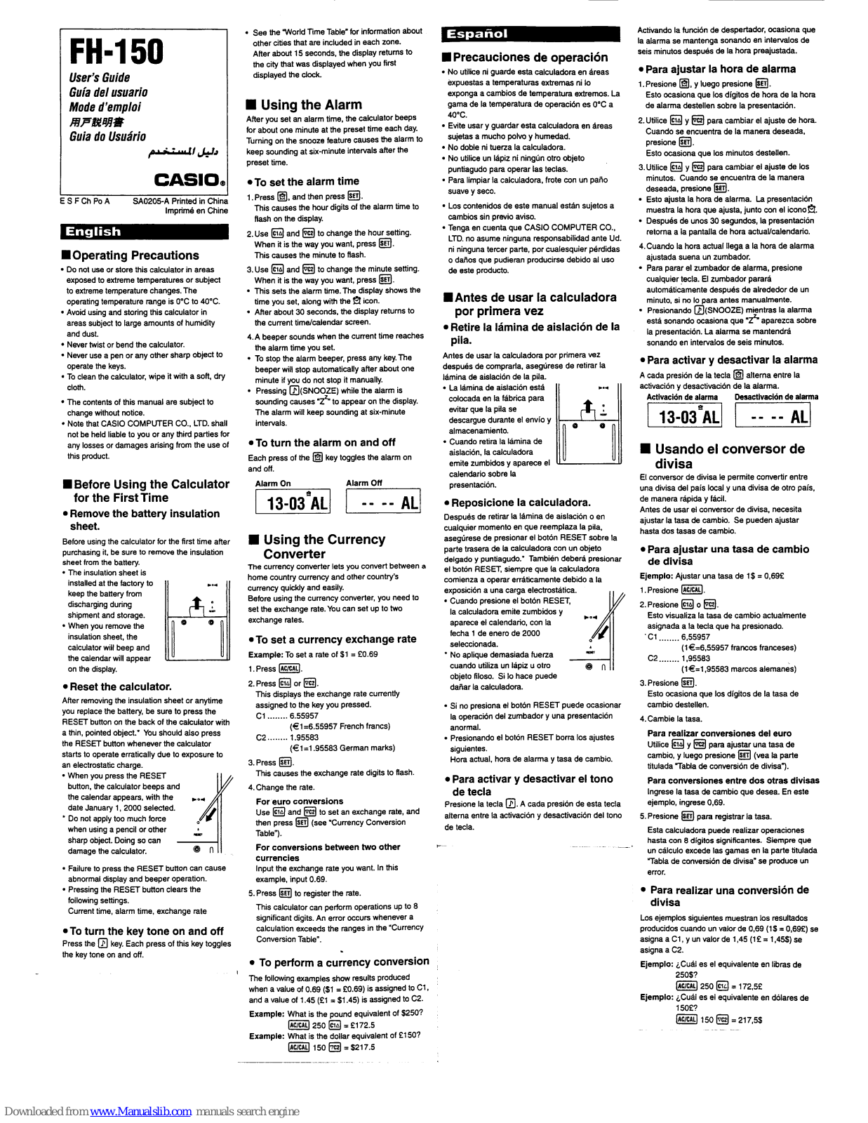 Casio FH-150 User Manual